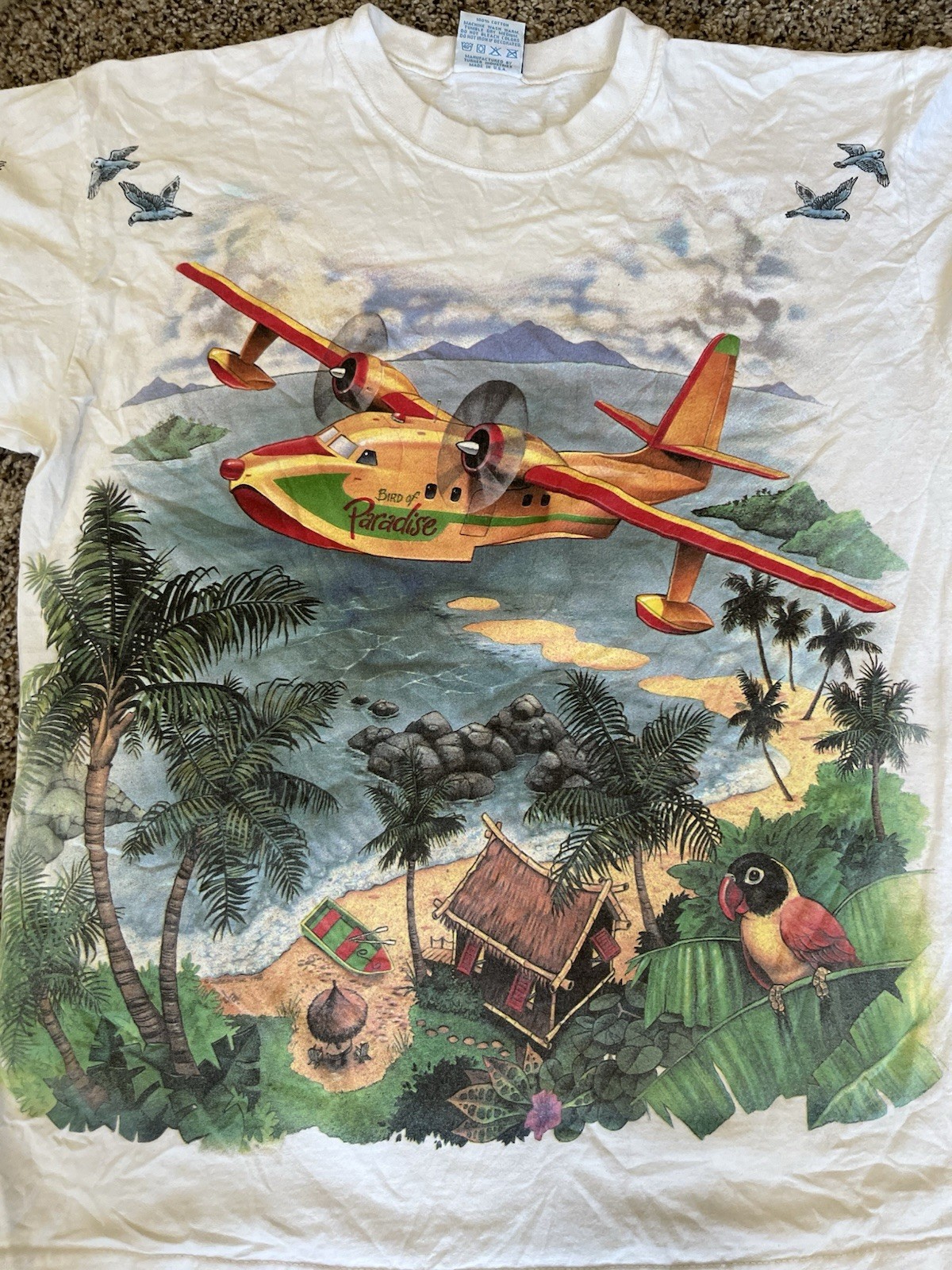 Vtg Size L Bermuda Island Tropical Paradise Short Sleeve Graphic Souvenir Tee