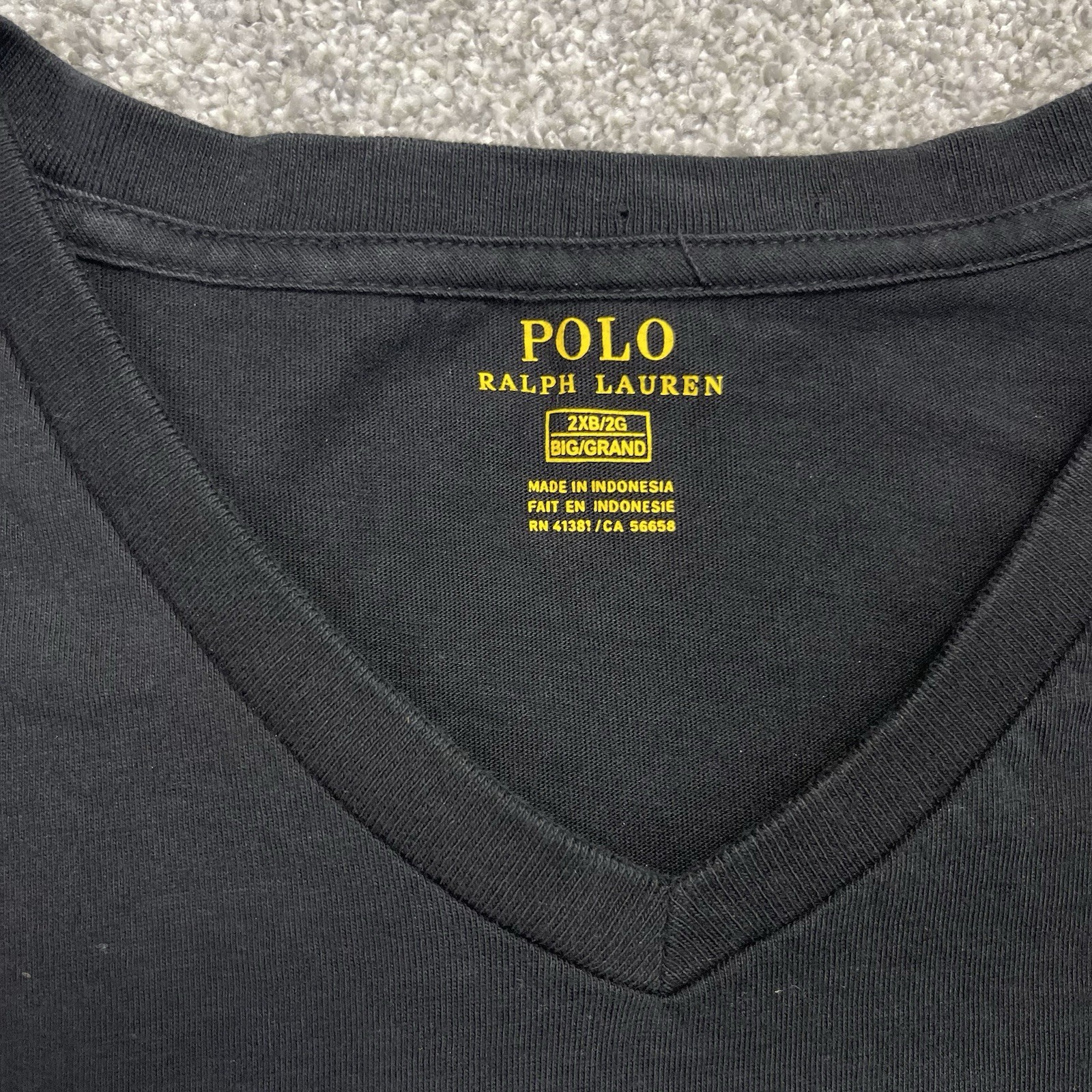 Polo Ralph Lauren T Shirt Mens 2XB Short Sleeve Cotton Black w/ Red Pony Logo