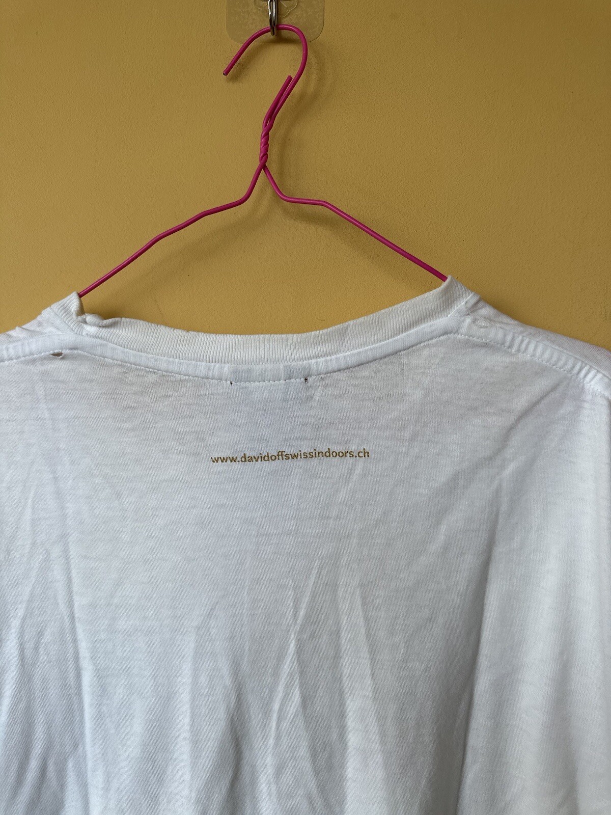 vintage NIKE Tennis Davidoff Swiss Indoors T-Shirt big logo white size L