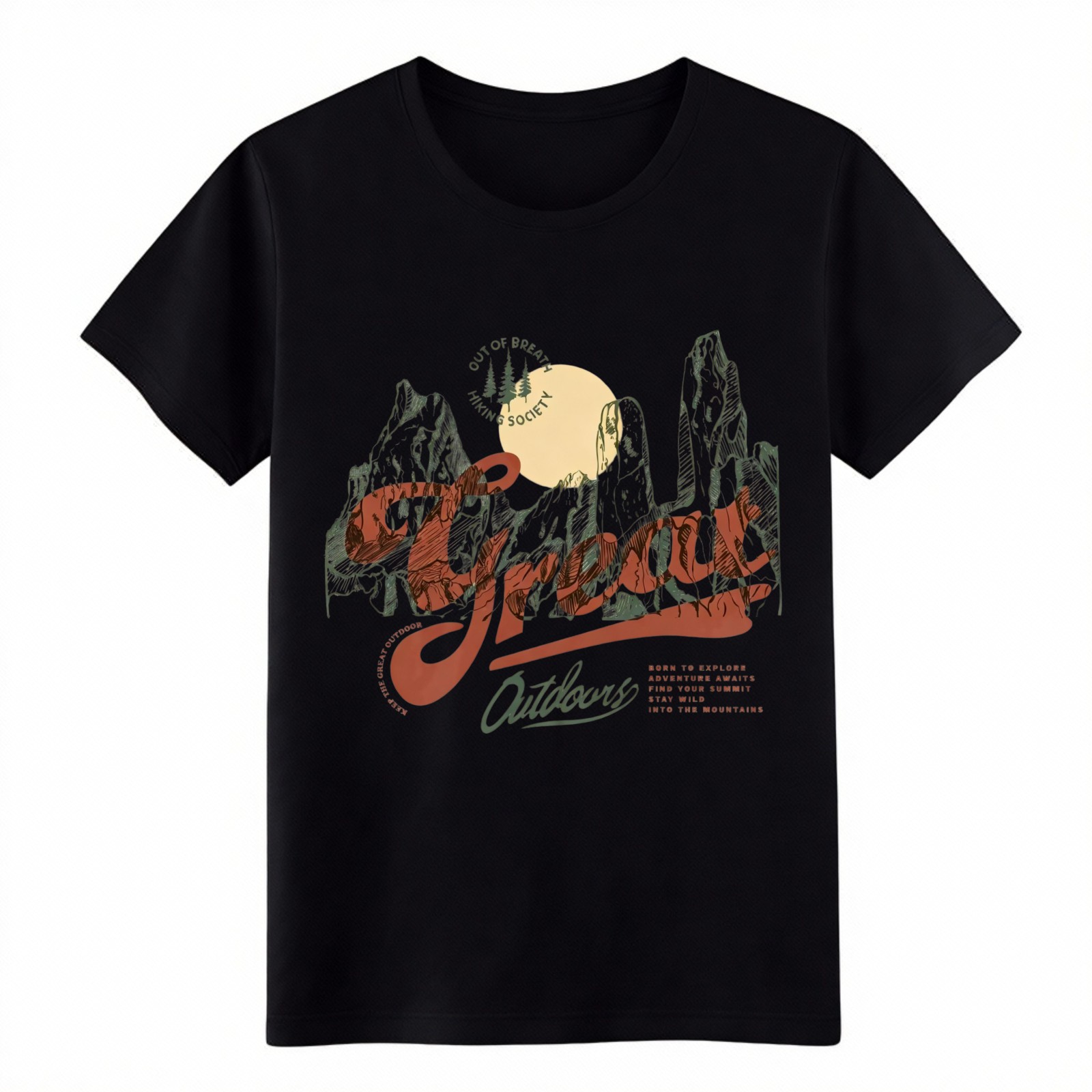 Vintage Great Outdoors Mountain Sunset Hiking Graphic Unisex Adventure T-Shirt