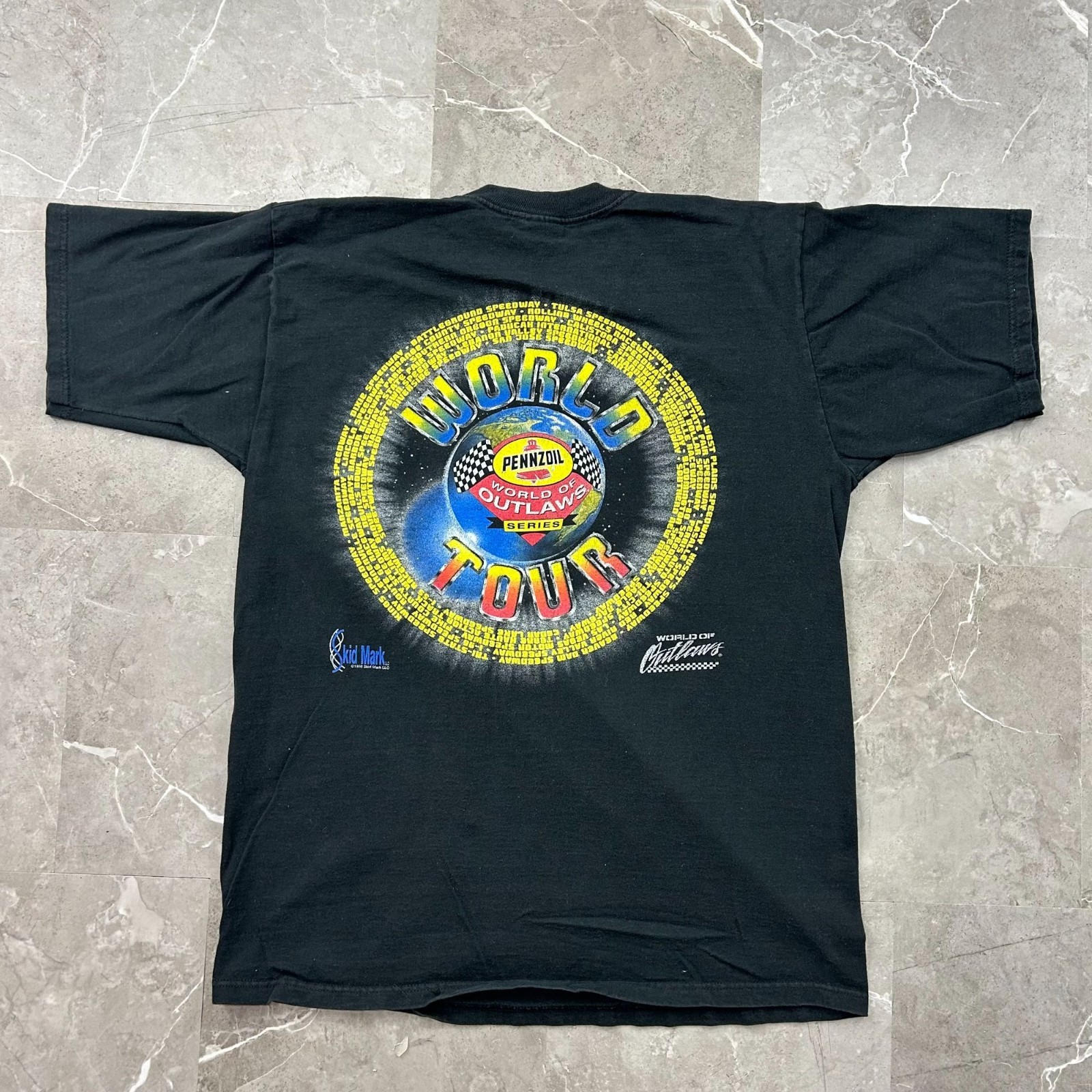 90s Vintage World Of Outlaws Graphic Tee Mens XL Dirt Track Sprint Racing Shirt