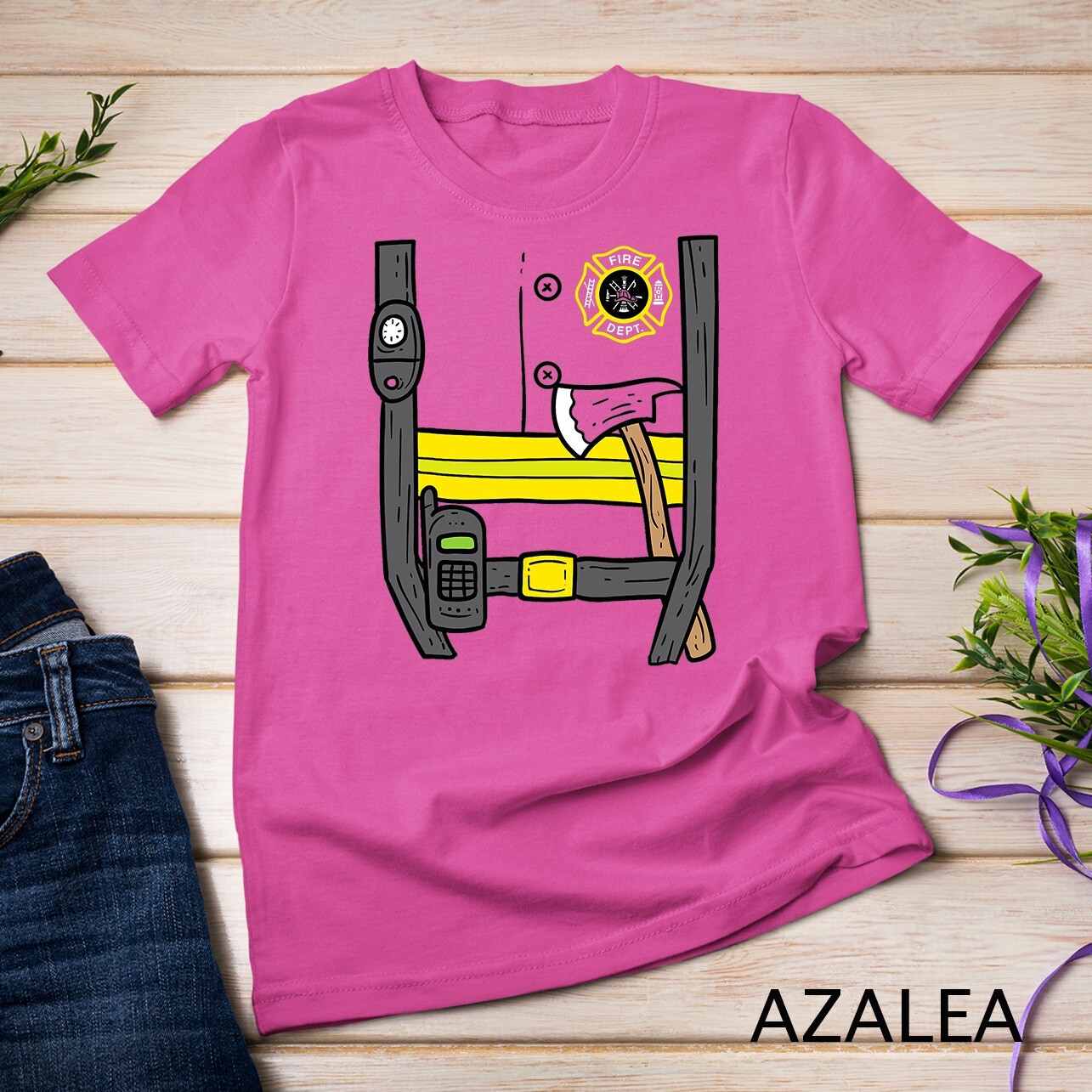 Firefighter Fireman Easy Lazy DIY Halloween Costume Boys T-Shirt Unisex T-shirt