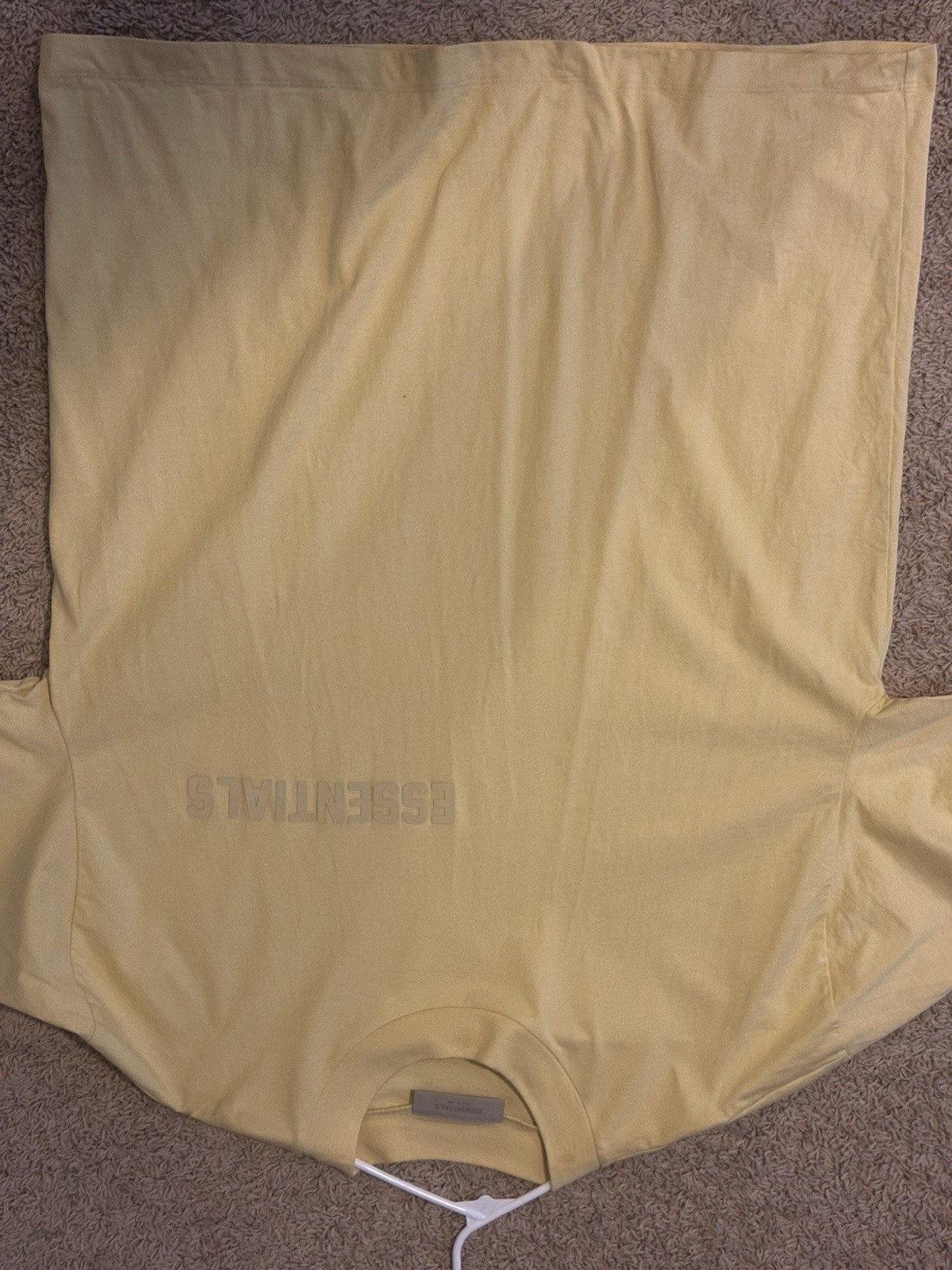 Fear of God Essentials Oversized T Shirt Beige Rubber Logo Mens Size XXL