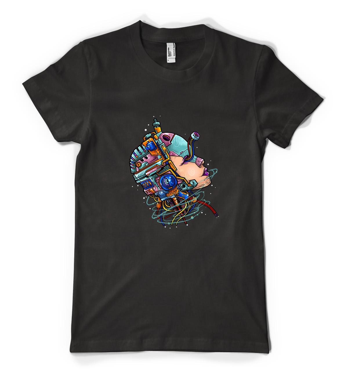 Bright Colourful Metallic Robot Skull Android Personalised Unisex Adult T Shirt