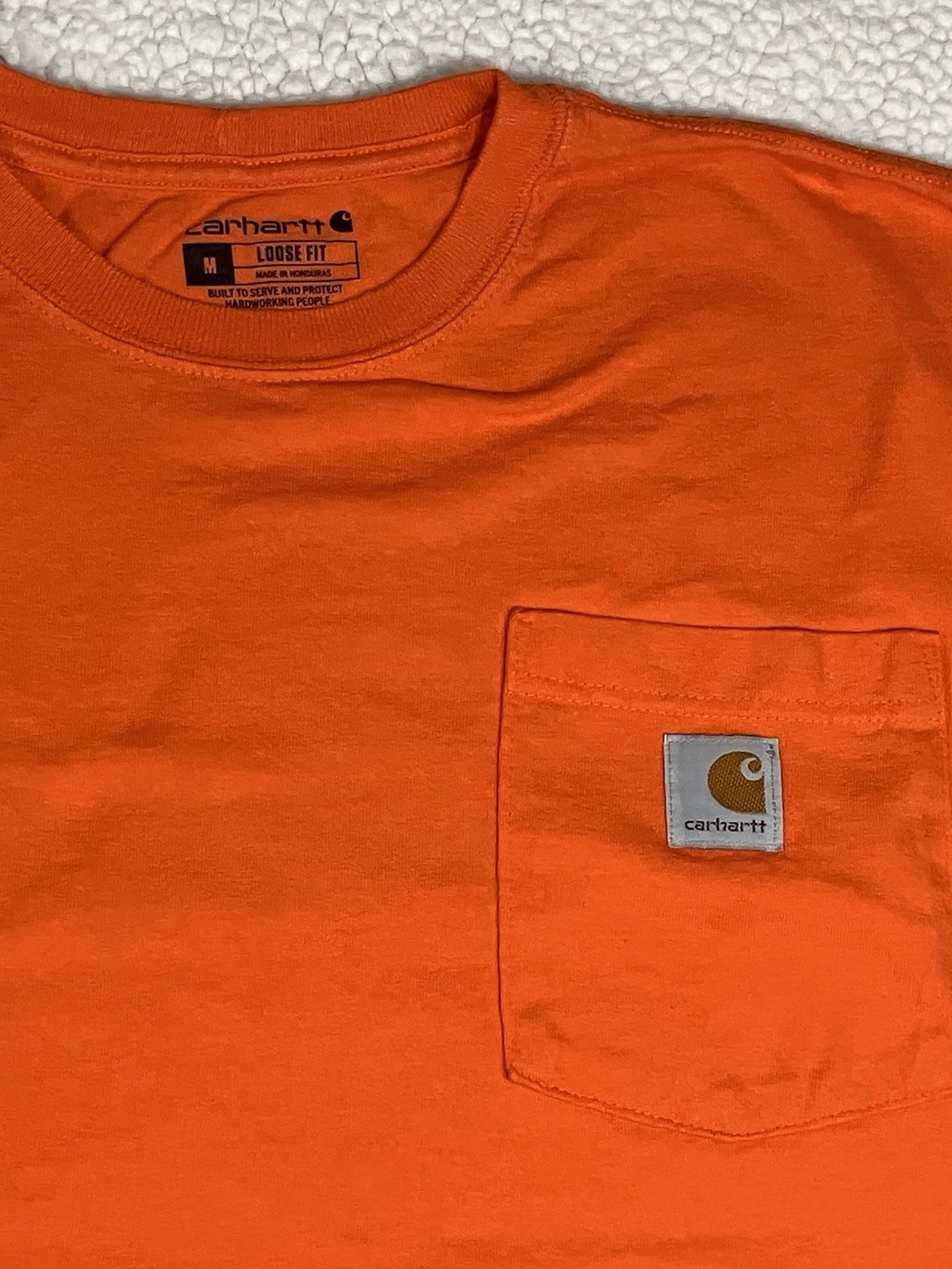 Carhartt K87 Loose Fit Pocket Logo Orange Crew Neck T-Shirt Men’s M
