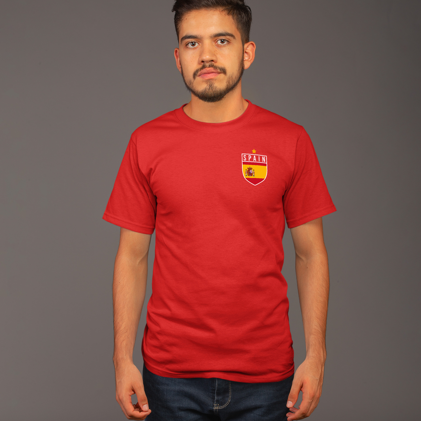 Mens Personalised Spain Badge T Shirt shirt Football Him Footie Supporter Spa…