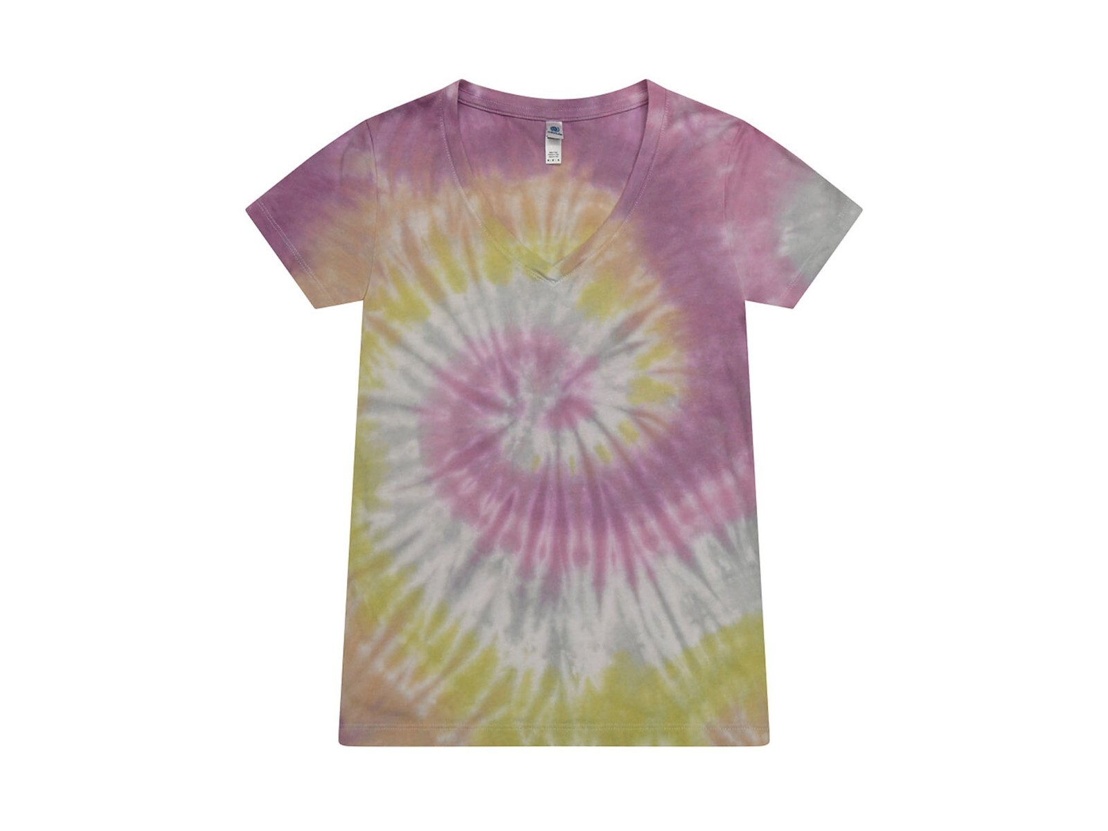 Multi-Color V-Neck Tie Dye T-Shirts Adults Short Sleeve Cotton Colortone