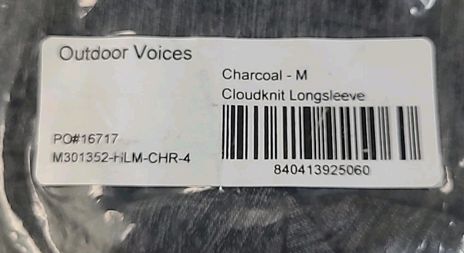 New Outdoor Voices Cloudknit Long Sleeve Tee Men’s US Size M