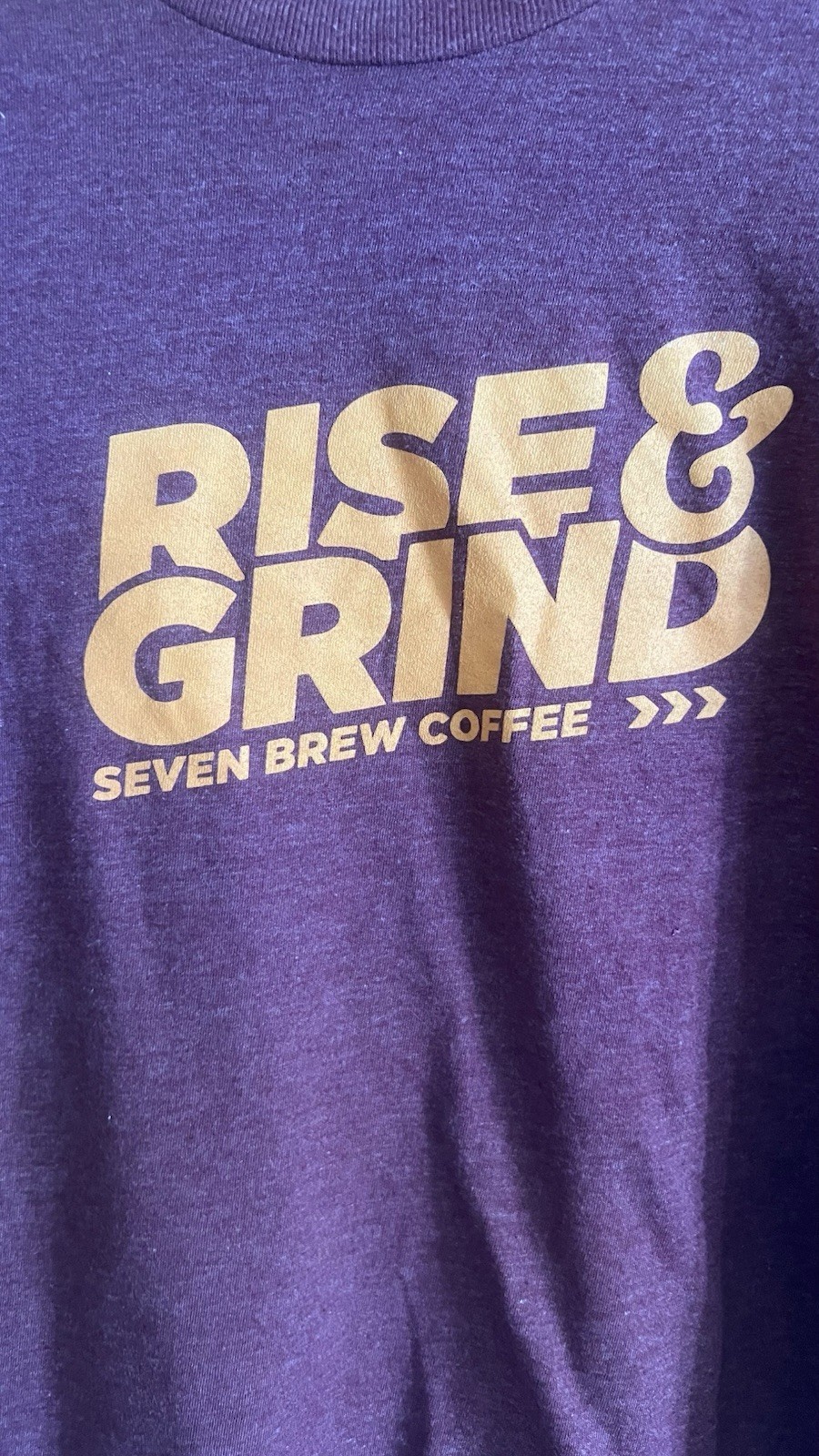 7 Brew Coffee XL Rise & Grind Maroon Orange T-Shirt RARE State Va Hokies TECH VT