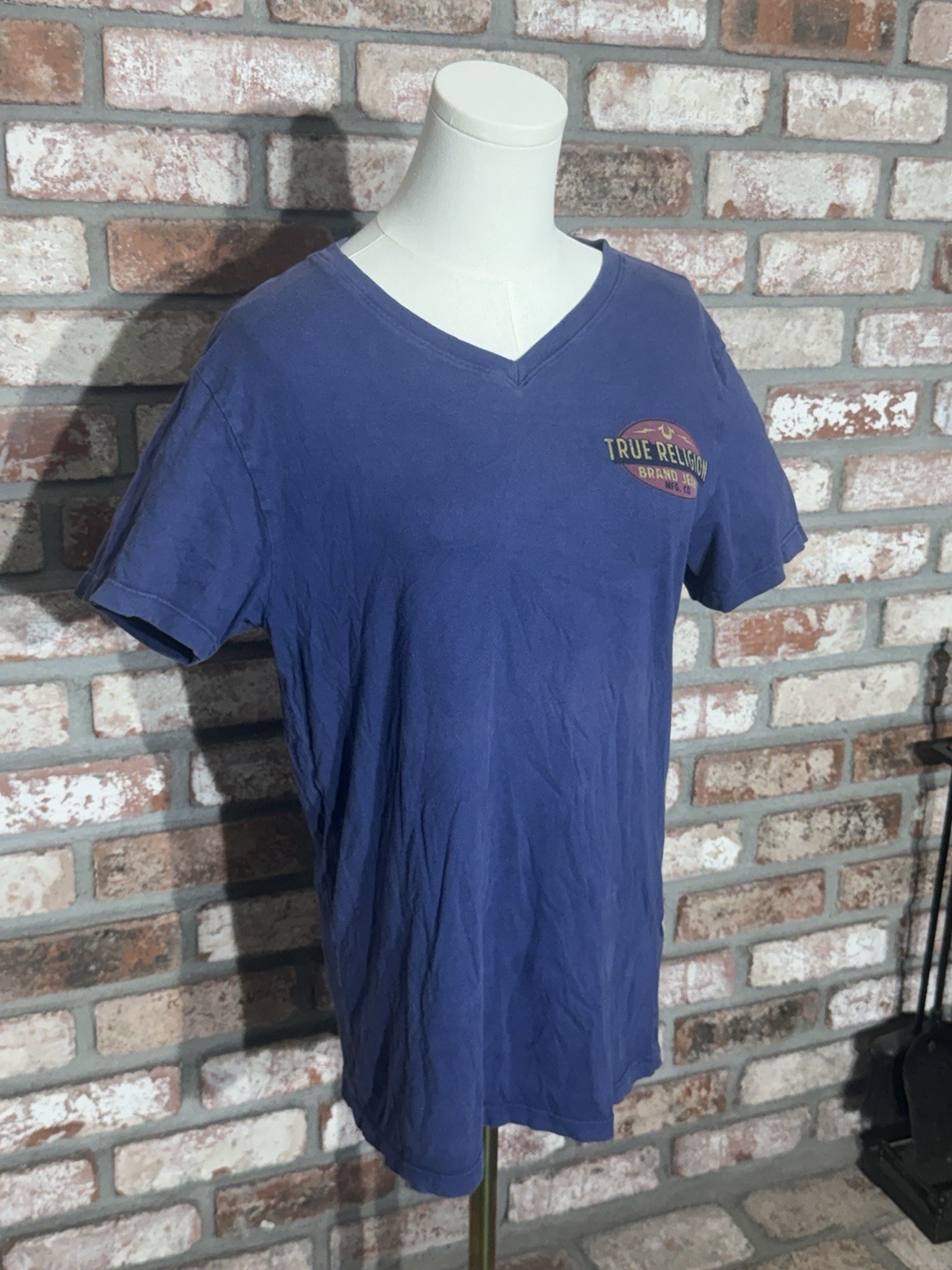 True Religion Vintage T-Shirt, World Tour Design – Size S, Blue & Red, YK2