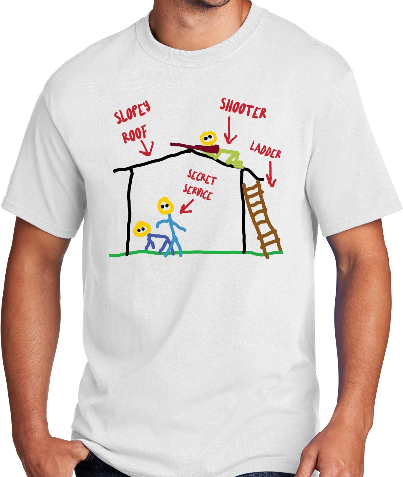 Big Guys Rule Big and Tall Secret Service Trump Rally Security Diagram TShirt