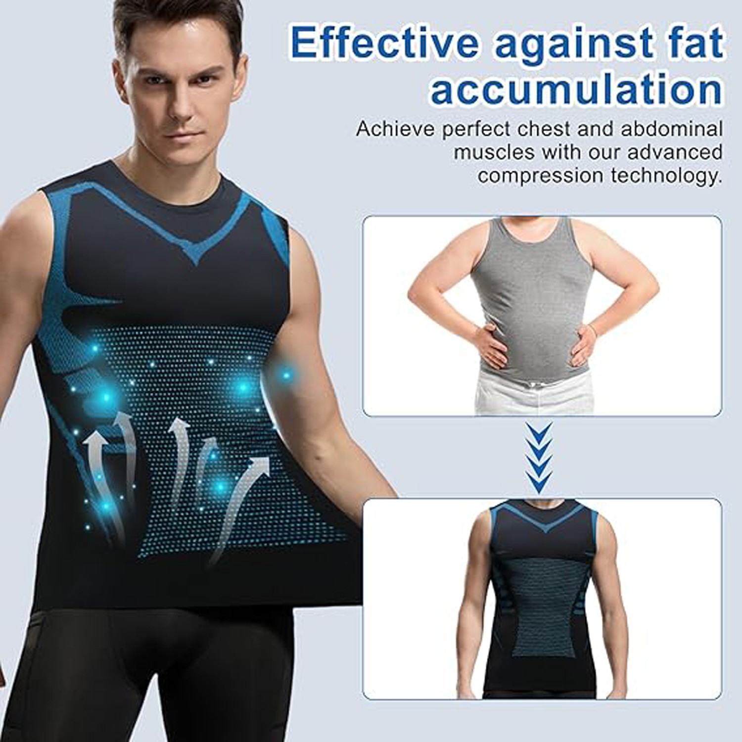 Men’s Compression Shirt Ionic Shaping Sleeveless Vest Sports Base Layer Tank Top
