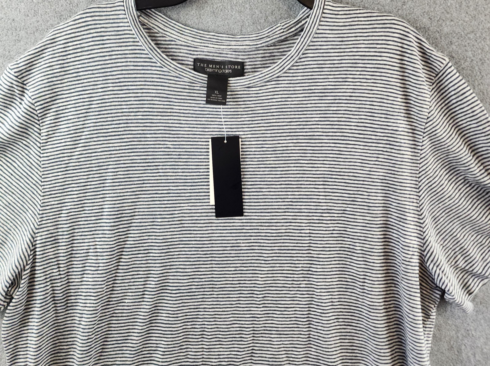 The Men’s Store at Bloomingdale’s Striped Linen Tee XL Dark Slate Pullover S/S