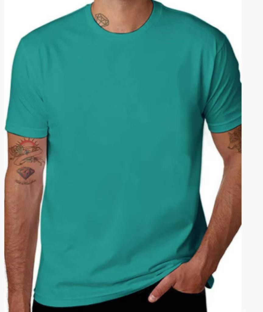 Solid color crew neck casual T-shirt-100% cotton, unisex.