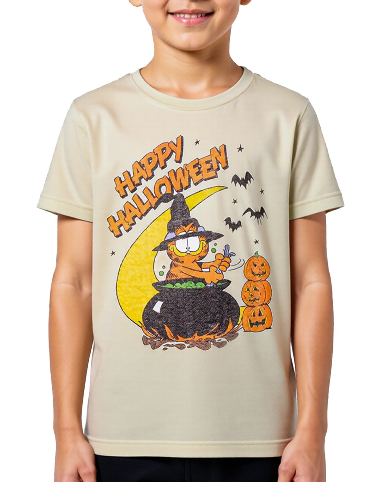 Garfield T-Shirt Boys’ Happy Halloween Witches Brew Short Sleeve Tee (S)