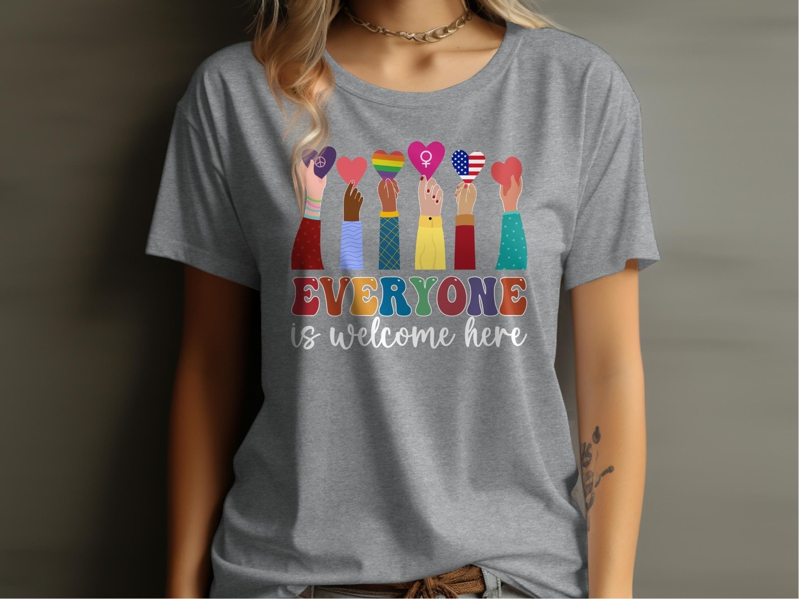 Everyone Is Welcome Here T-Shirt – Inclusive Pride Equality Kindness Tee