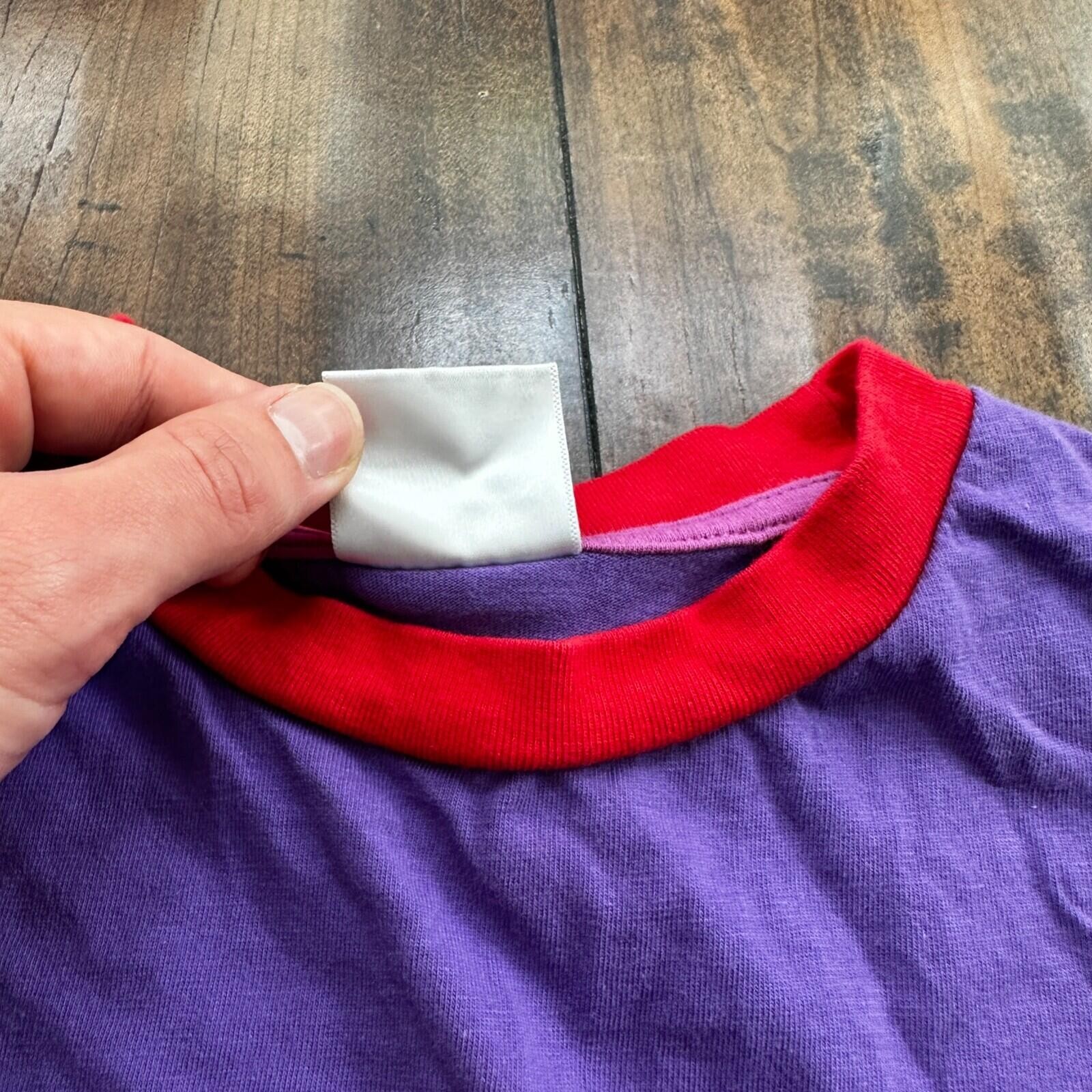 Teddy Fresh Purple Red Neck XS Hype Vintage Style T Shirt Basic Essential