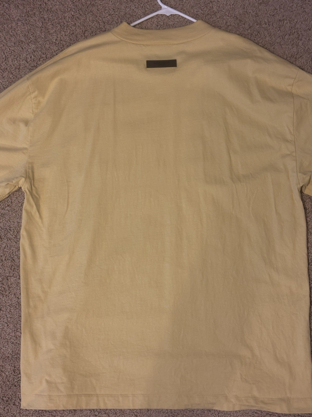 Fear of God Essentials Oversized T Shirt Beige Rubber Logo Mens Size XXL
