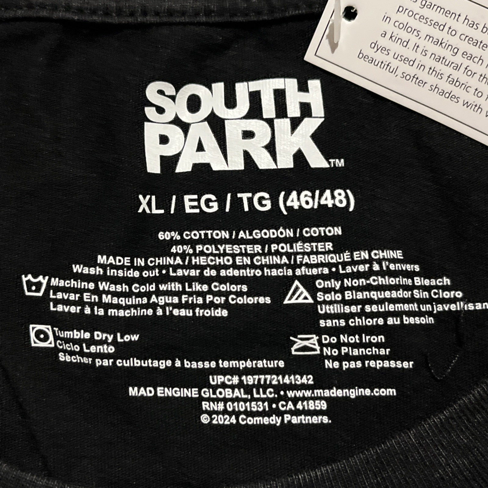 South Park Shirt Heather Black Cotton Blend Boxes Size XL
