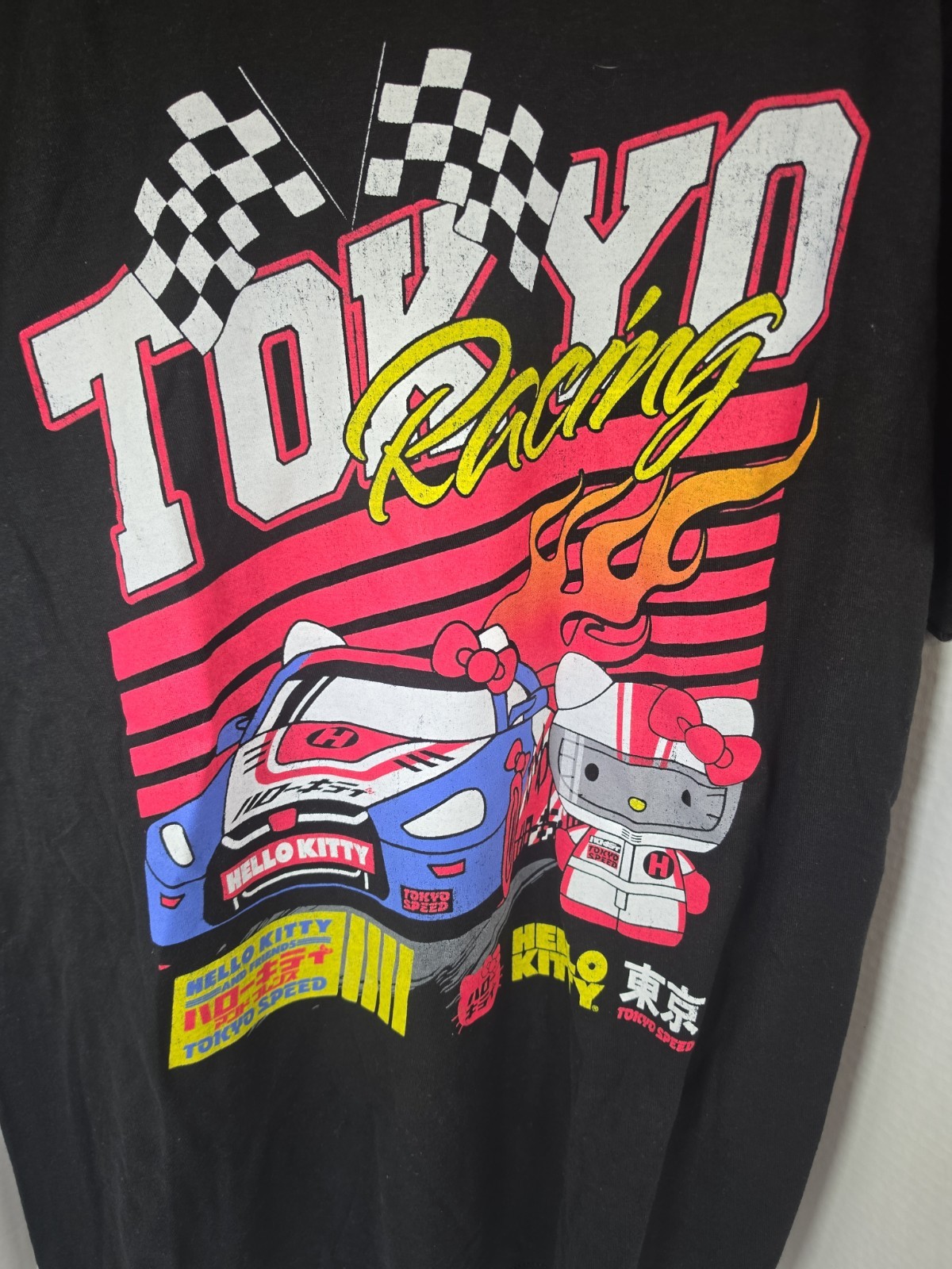 Hello Kitty by Sanrio Tokyo Racing Graphic Men’s Black Cotton T-Shirt NWT