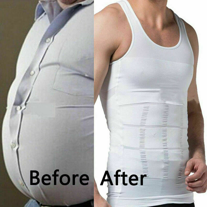 Men Slimming Body Shaper Abs Abdomen Compression Vest Workout Tank Tops Shirts