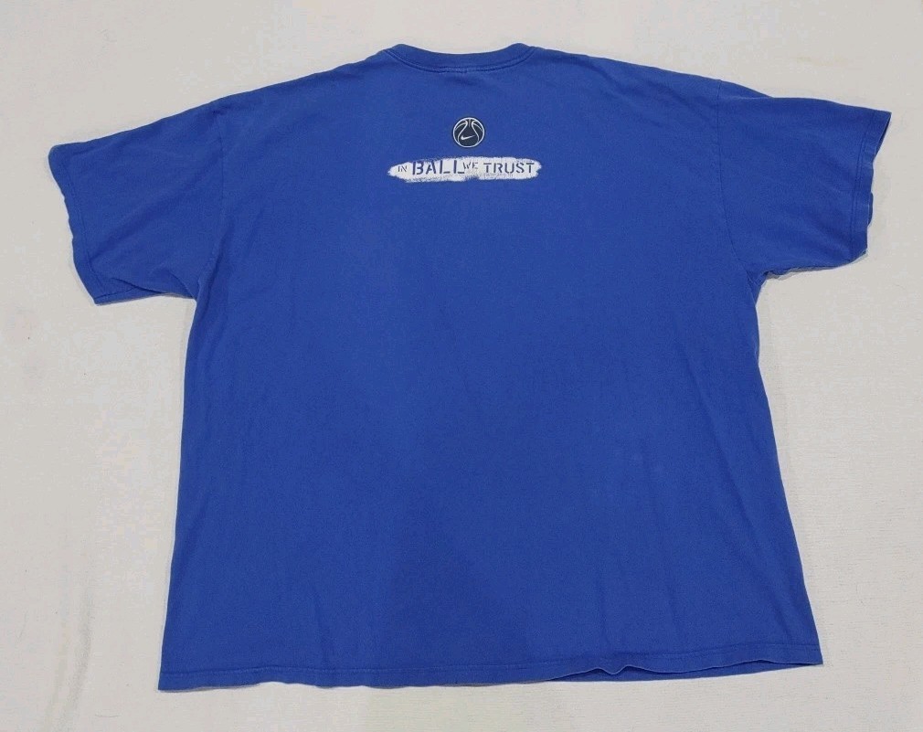 Vintage Nike Basketball Shirt Blue Graphic Sketch Art Made USA 90s Adult XXL 2XL