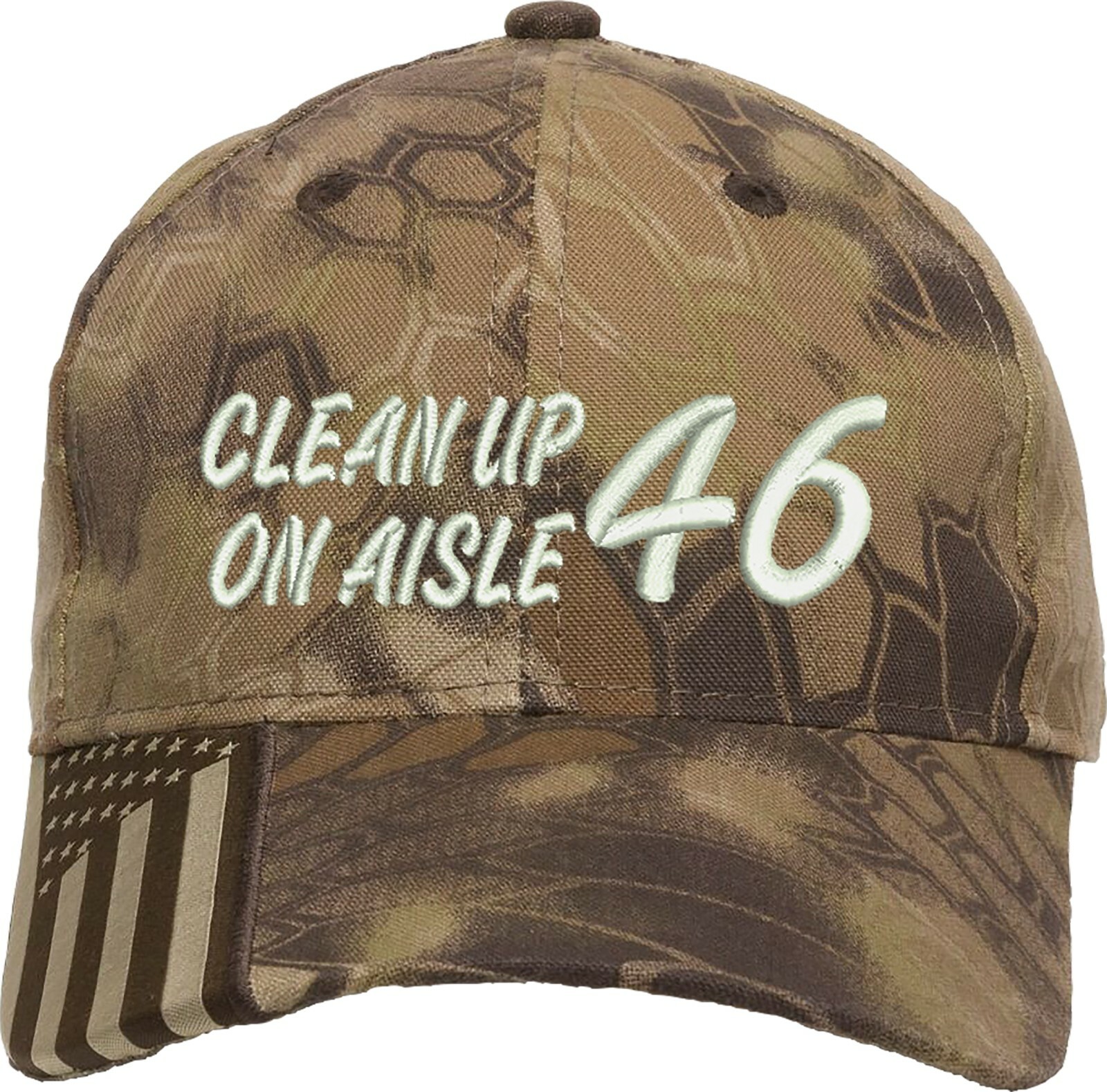 Cleanup on Aisle 46 Embroidered Structured Adjustable One Size Fits All US Flag