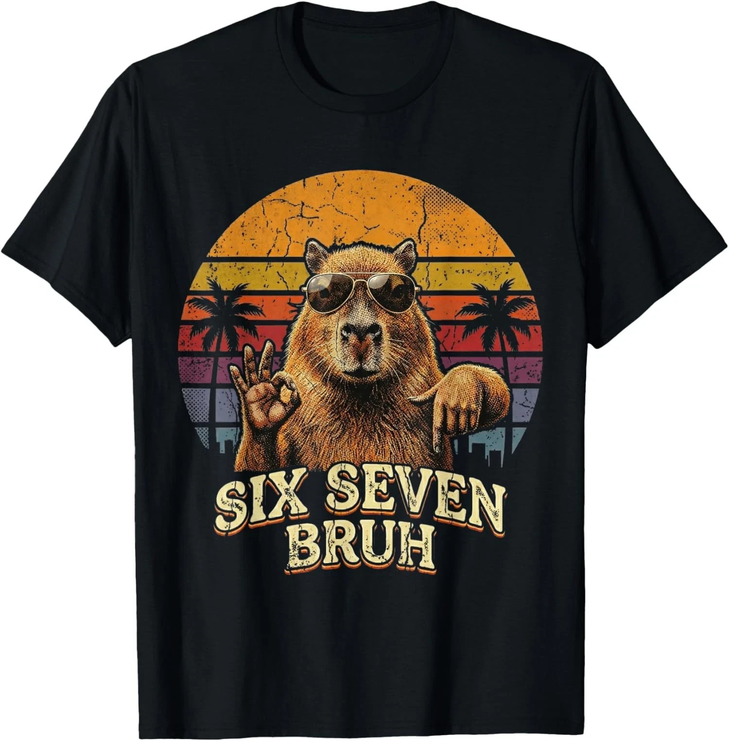 Six Seven Bruh 67 Capybara 6 7 Funny Meme Animal Unisex T-Shirt