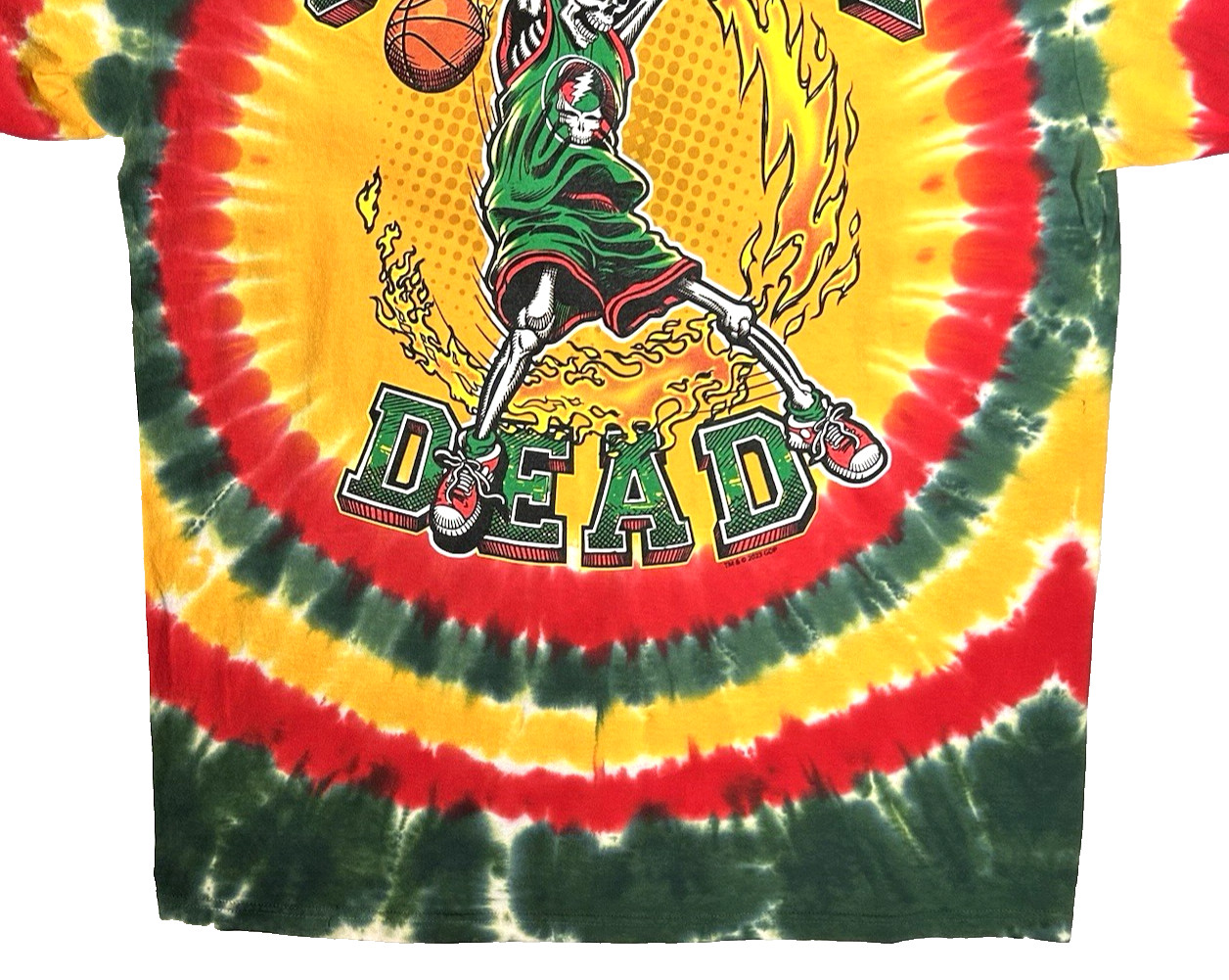 Grateful Dead Dunker Front/Back Graphic Grn/Red/Yellow Tie Dye T-Shirt Large New