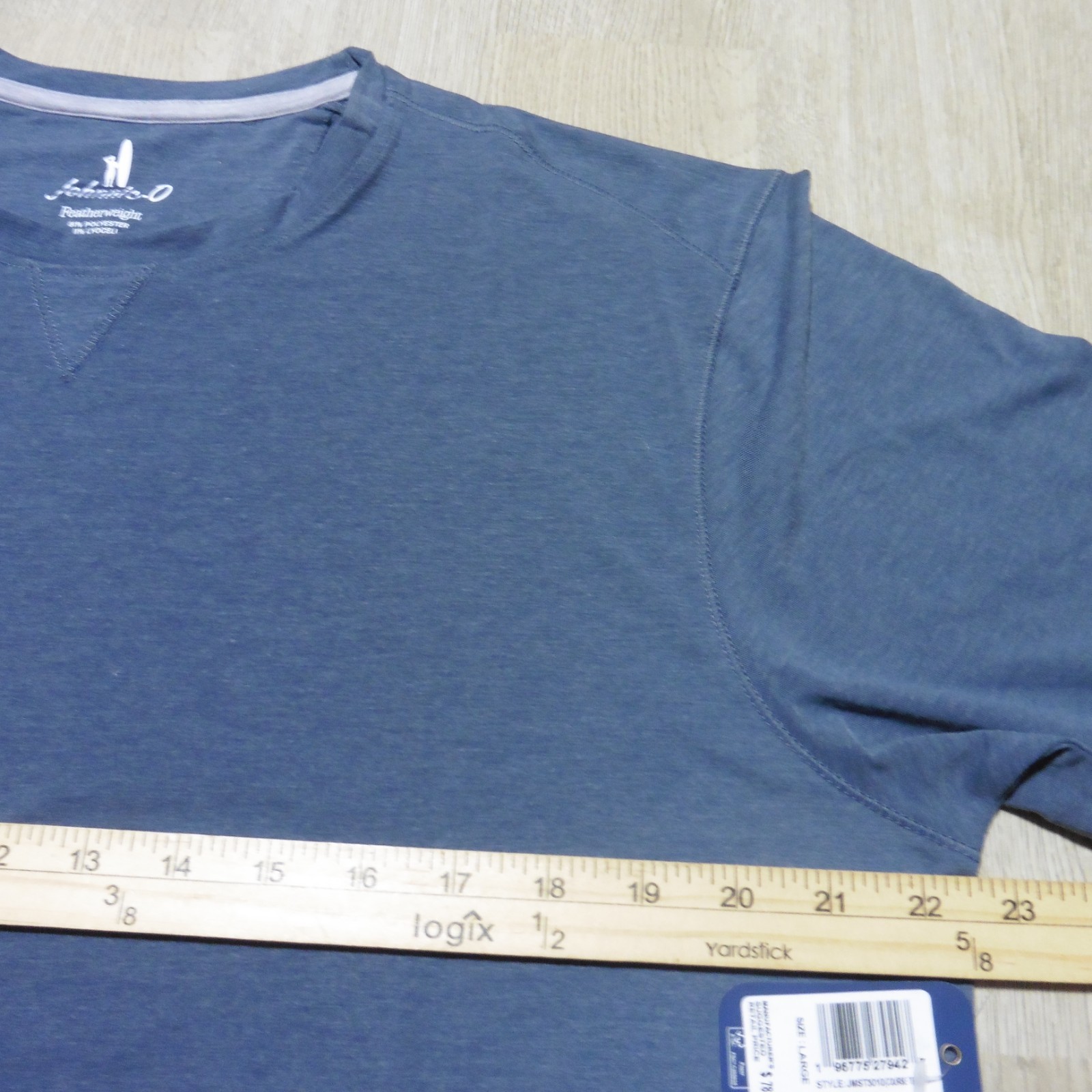JOHNNIE O Mens L LARGE COURSE T SHIRT PERFORMANCE GOLF SHORT SLEEVE WAKE BLUE