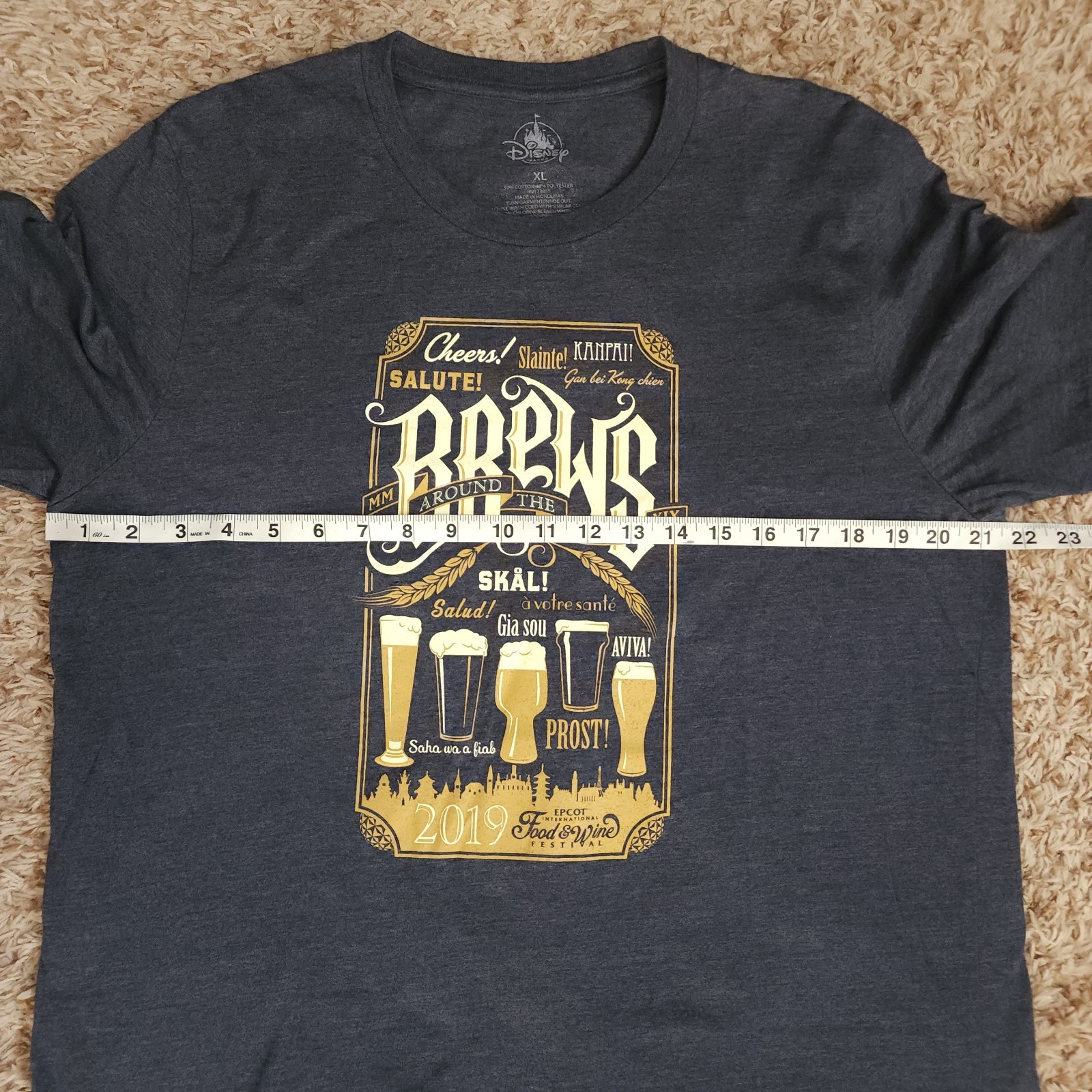 Disney Parks 2019 Brews Around The World Mens XL Short Sleeve Epcot Shirt