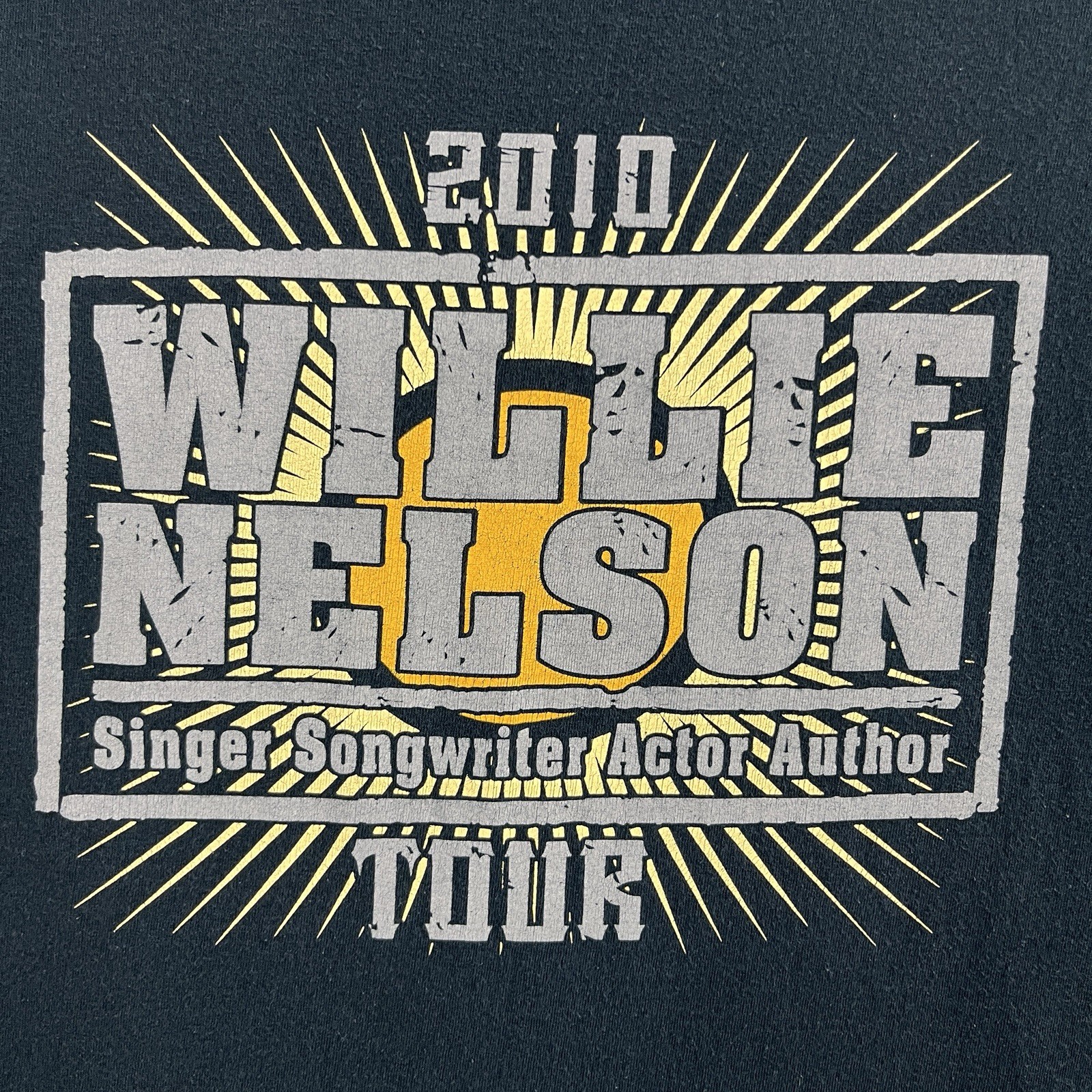 Willie Nelson T Shirt Black Spirit Tour 2010 Adult 2XL 25.75″ PTP Country Music