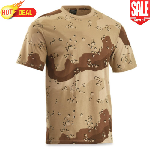 6 Color Desert Camo T-Shirt Cotton Round Neck Machine Wash and Dry Small