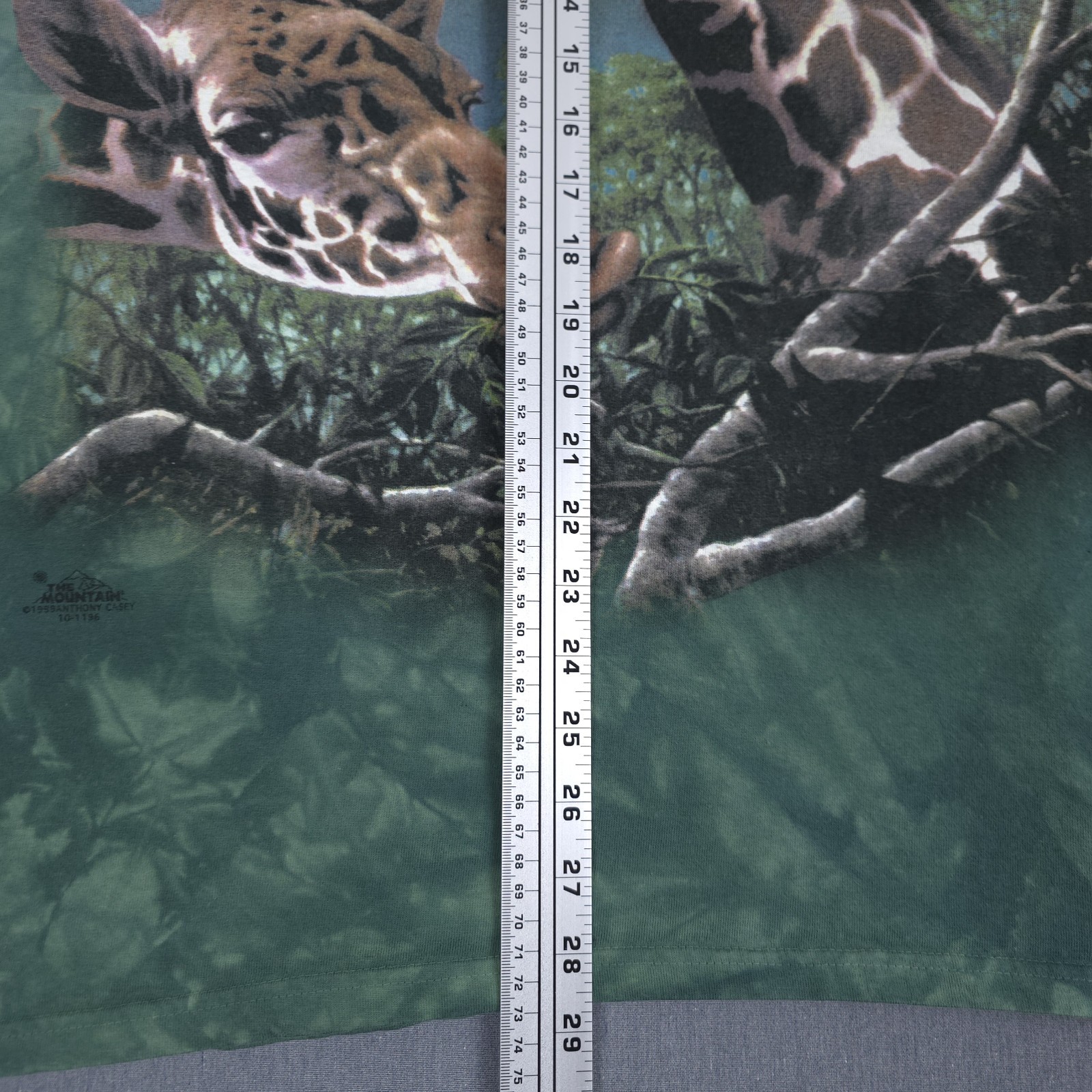 Vintage The Mountain Giraffe Shirt Size XL Green Tie Dye Anthony Casey 1999 USA