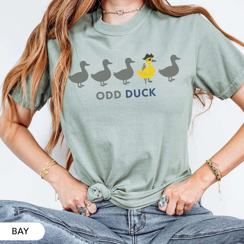 Odd Duck Funny Pirate Comfort Tee Unique Design Shirt