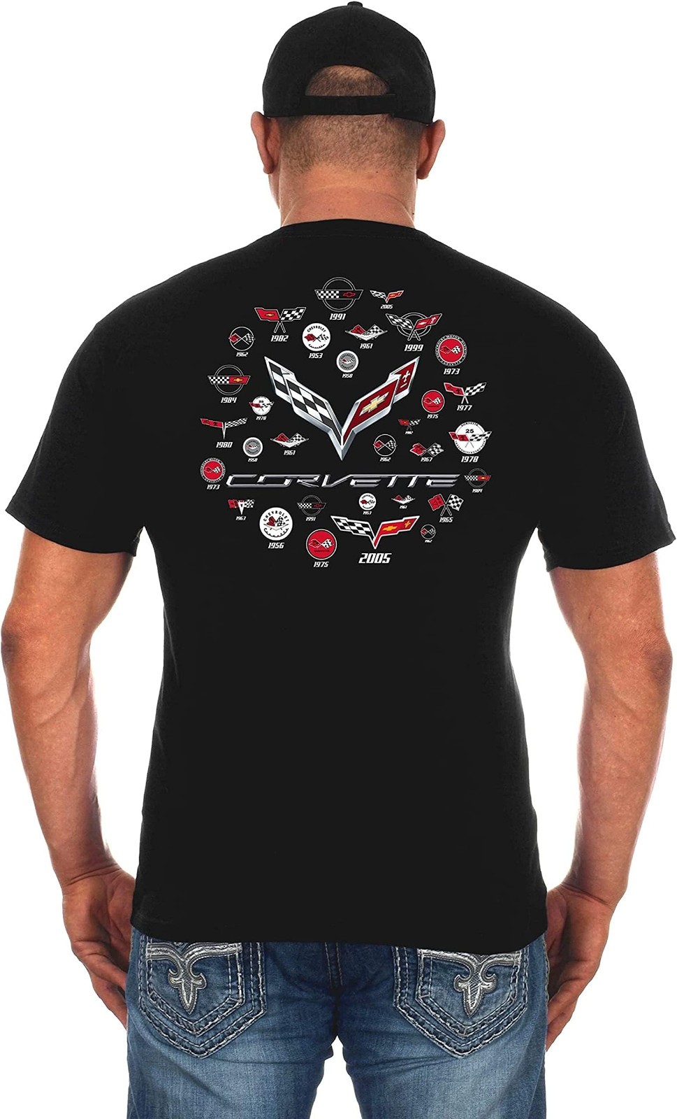 JH Design Mens Corvette T-Shirt C7 C6 C5 C4 C3 C2 C1 Collage Black Shirt