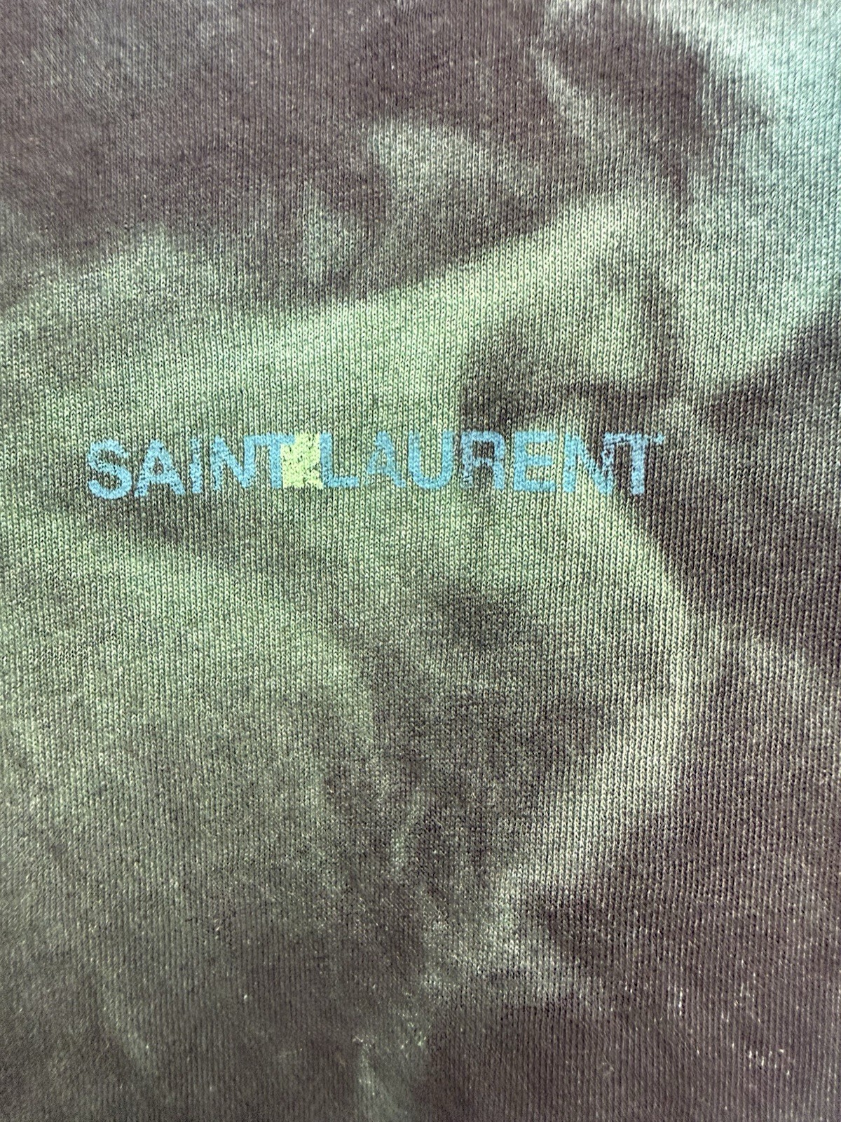 SAINT LAURENT Paris Tie Dye T-Shirt Tee Rive Gauche Archive Logo Black XXL $550