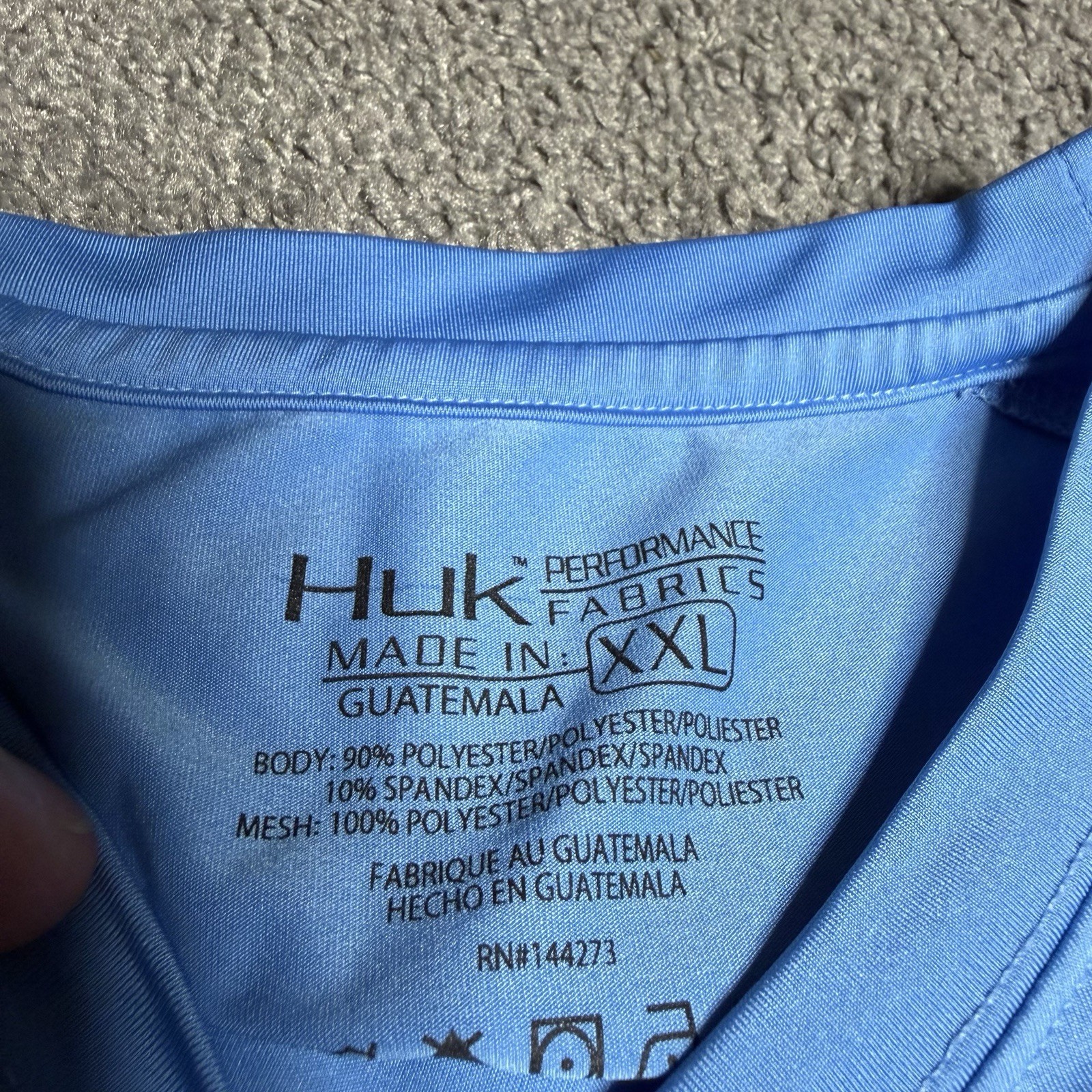 Huk Performance Fabrics Fishing T-Shirt Mens 2XL Blue Long Sleeve UPF
