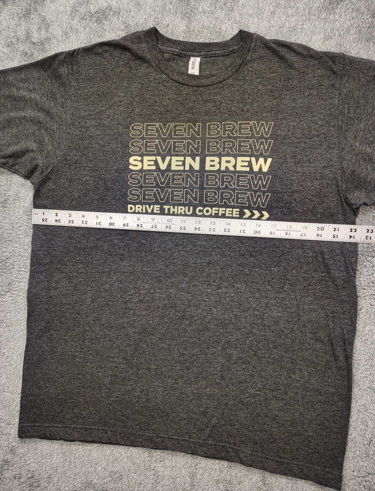 7 Brew Drive Thru Coffee Adult T-Shirt Size L Gray SEVEN BREW Ride & Grind NWOT