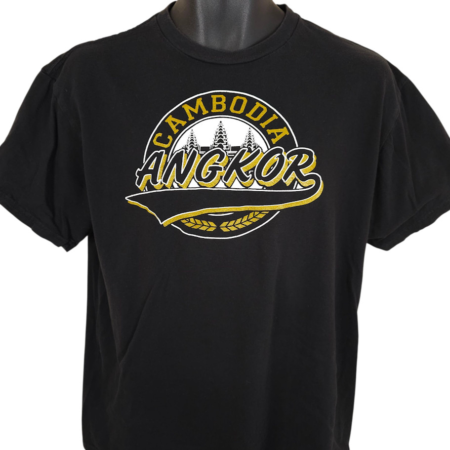 Angkor Wat T Shirt Mens Size Large Black Cambodia Travel Destination Tee