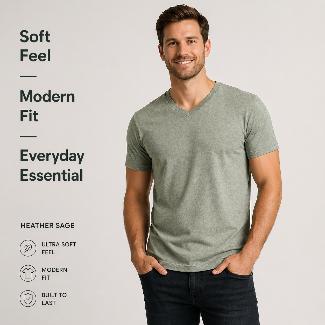 True Classic V-Neck T-Shirts 6 Pack Men Size M New No Tags Soft Premium Fit