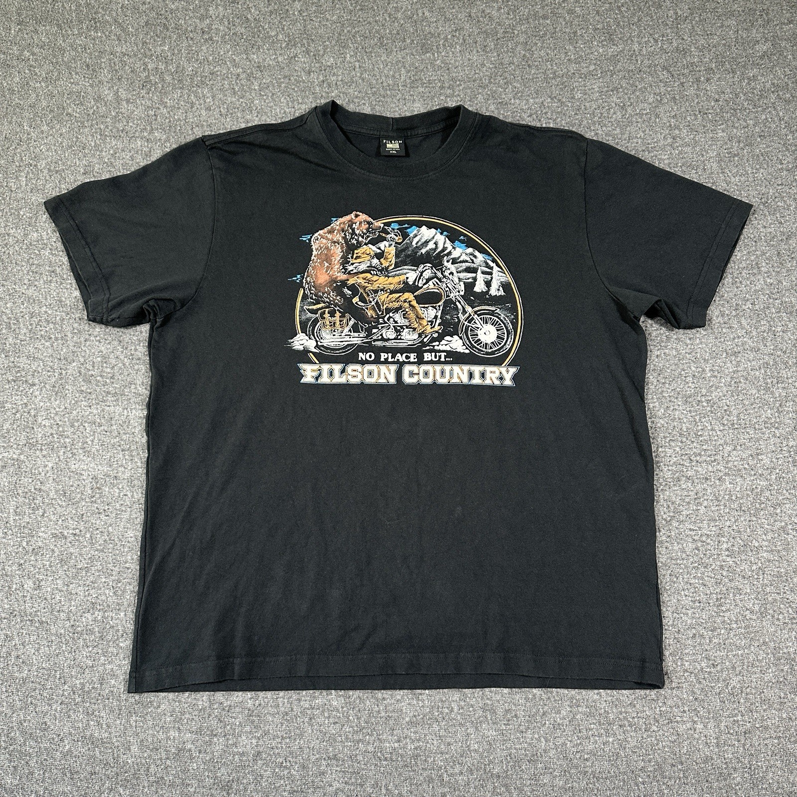 Filson Country Graphic Bear Motorcycle T-Shirt Men’s 2XL S/Sleeve Crew Neck USA