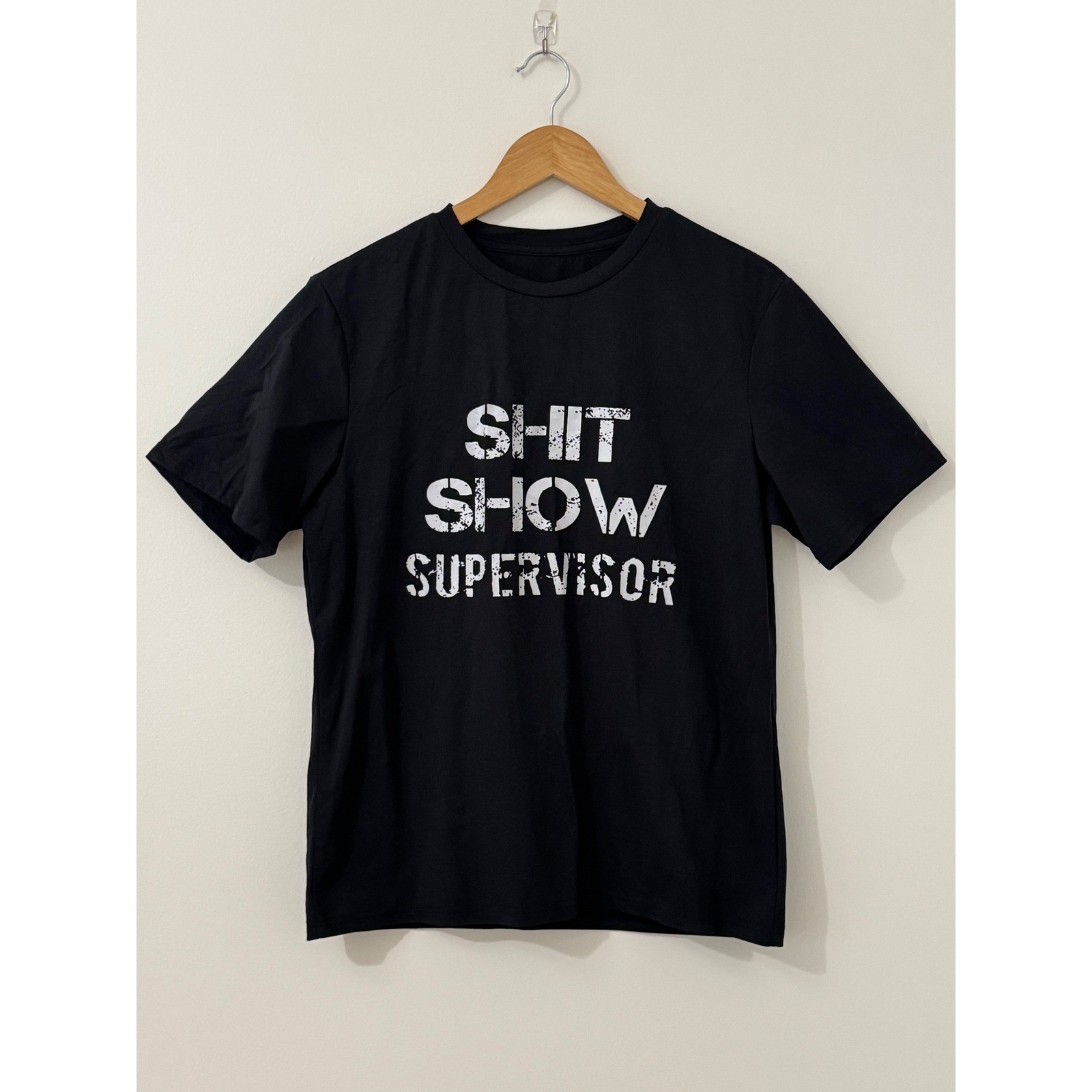 Sh!t Show Supervisor Graphic T-Shirt Black Funny Adult Novelty Tee Large Unisex
