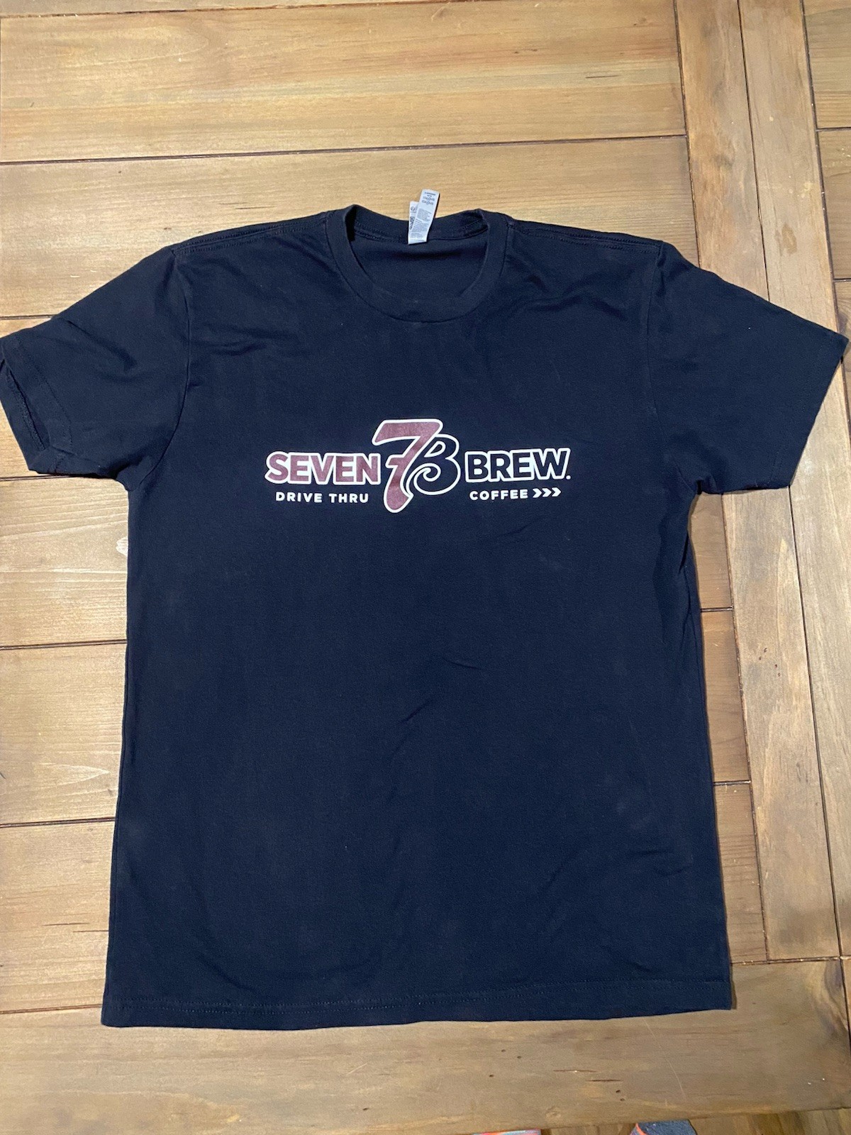 Seven 7 Brew Drive Thru Coffee 7B Black T-Shirt Classic Logo Adult Sz MED