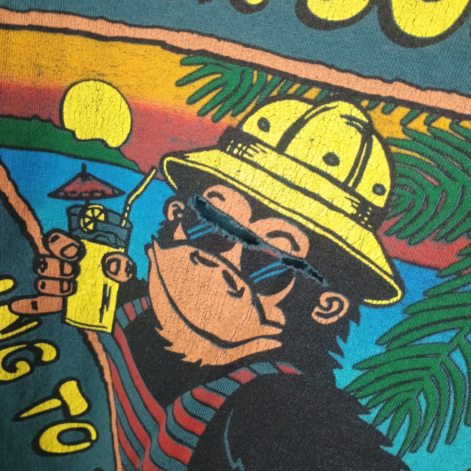 Honi Honi Deep Creek Maryland Vintage 90s Distressed Monkey Shirt Medium Faded