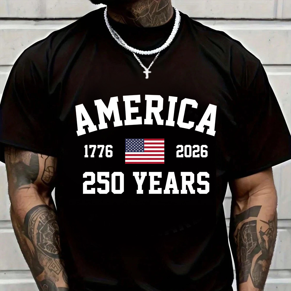 Patriotic 250 Years 1776 2026 4th July 250th Anniversary USA T-Shirt S-2XL