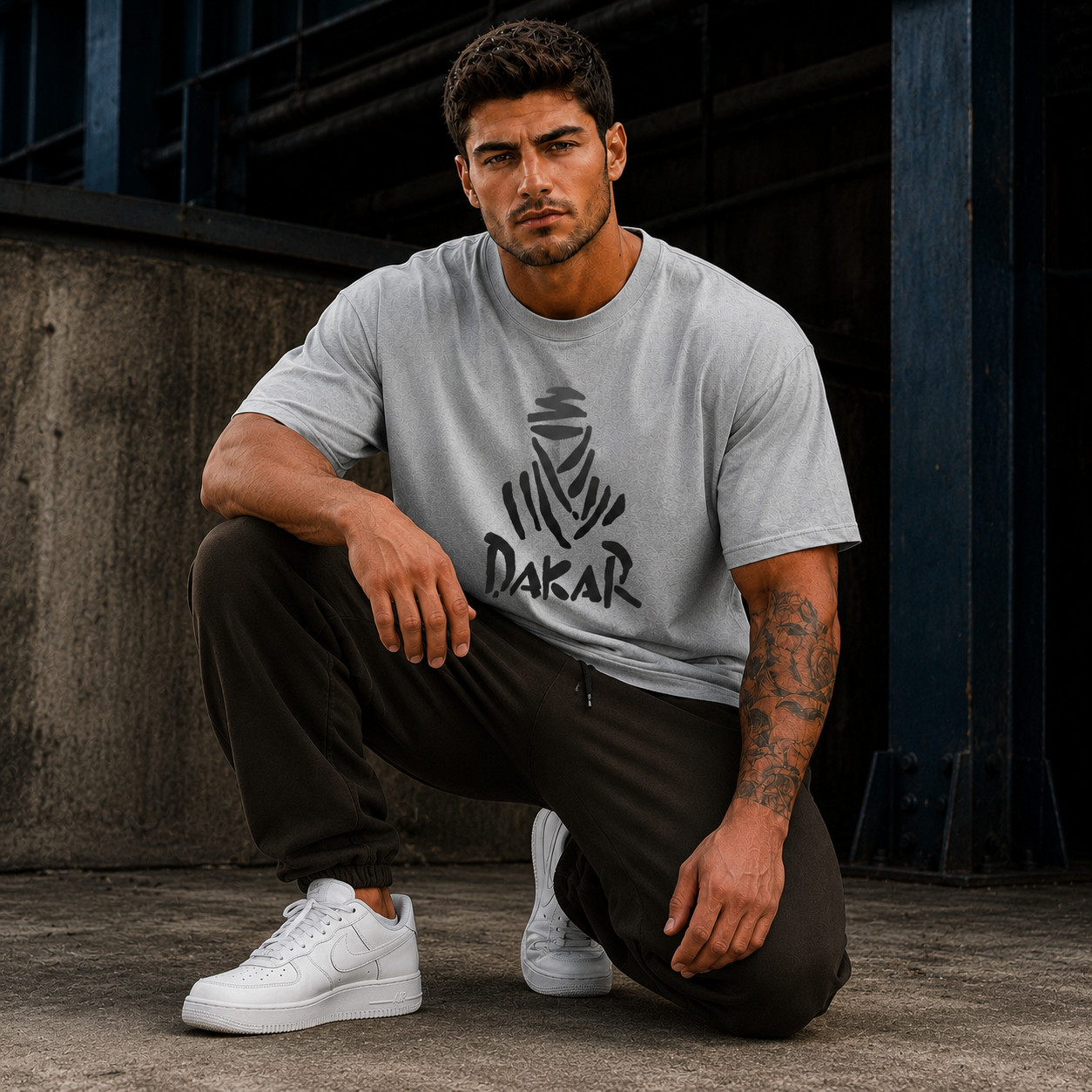 Men’s Desert Rally Inspired Oversized Heavyweight Graphic T-Shirt Streetwear Tee