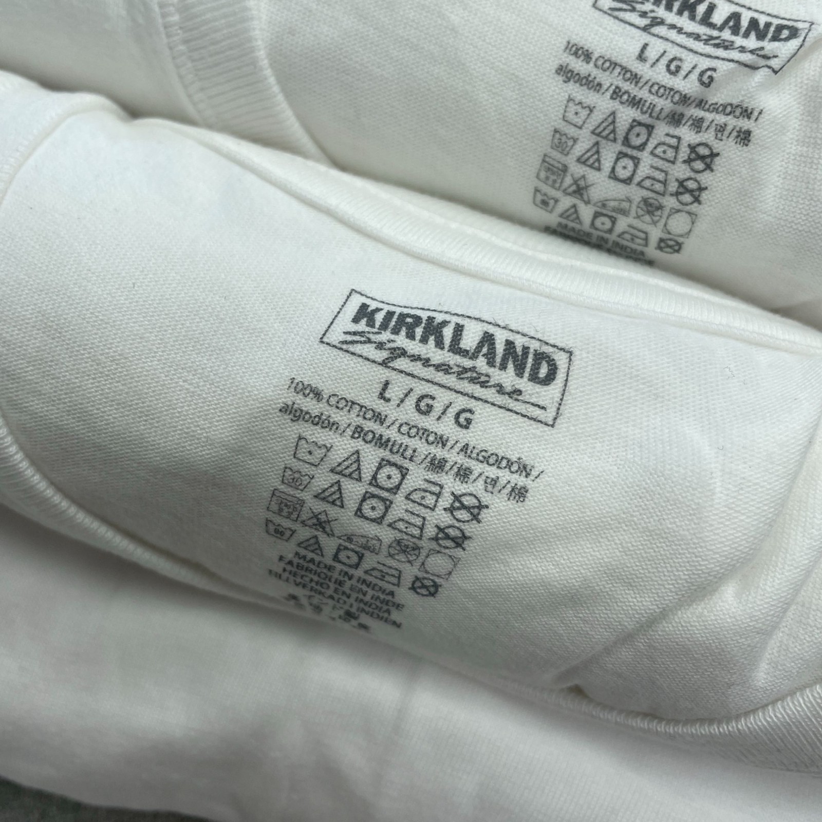 NWOT Pack of 10 Kirkland Signature Men’s L White Crew Neck T-Shirts L1689