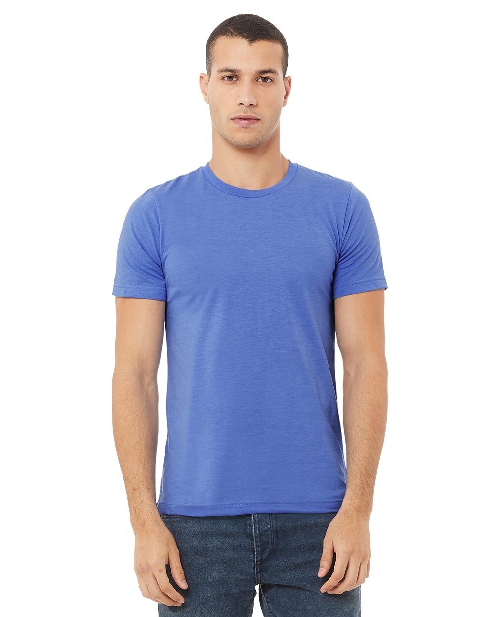 Bella + Canvas 3001CVC Large Heather True Royal CVC Jersey Unisex Blue Tshirt