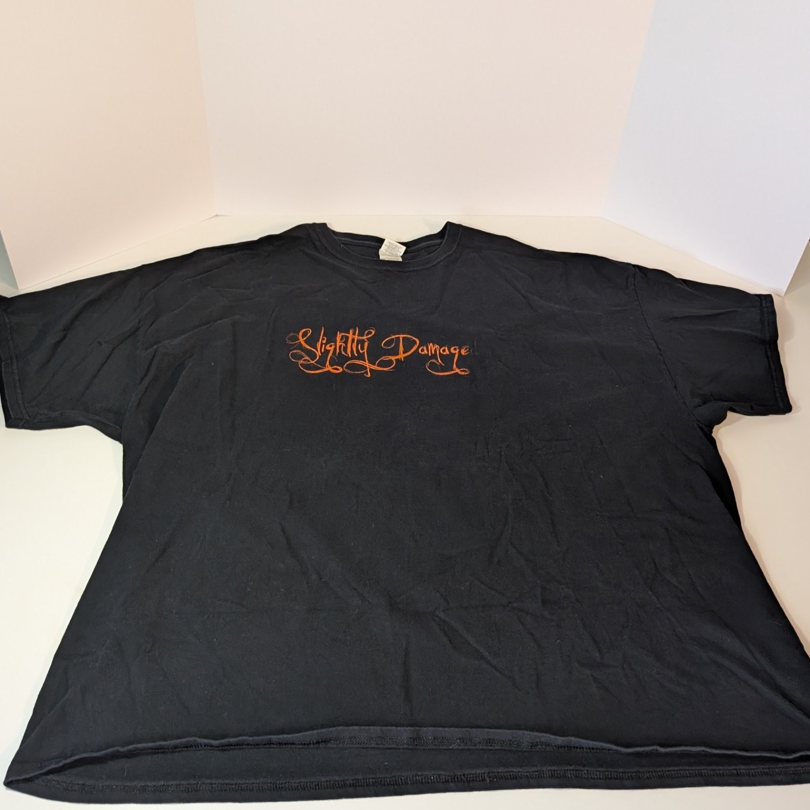 Black Slightly Damaged Script 4XL, XXXXL, T-Shirt, Halloween, Crew Neck, Cotton